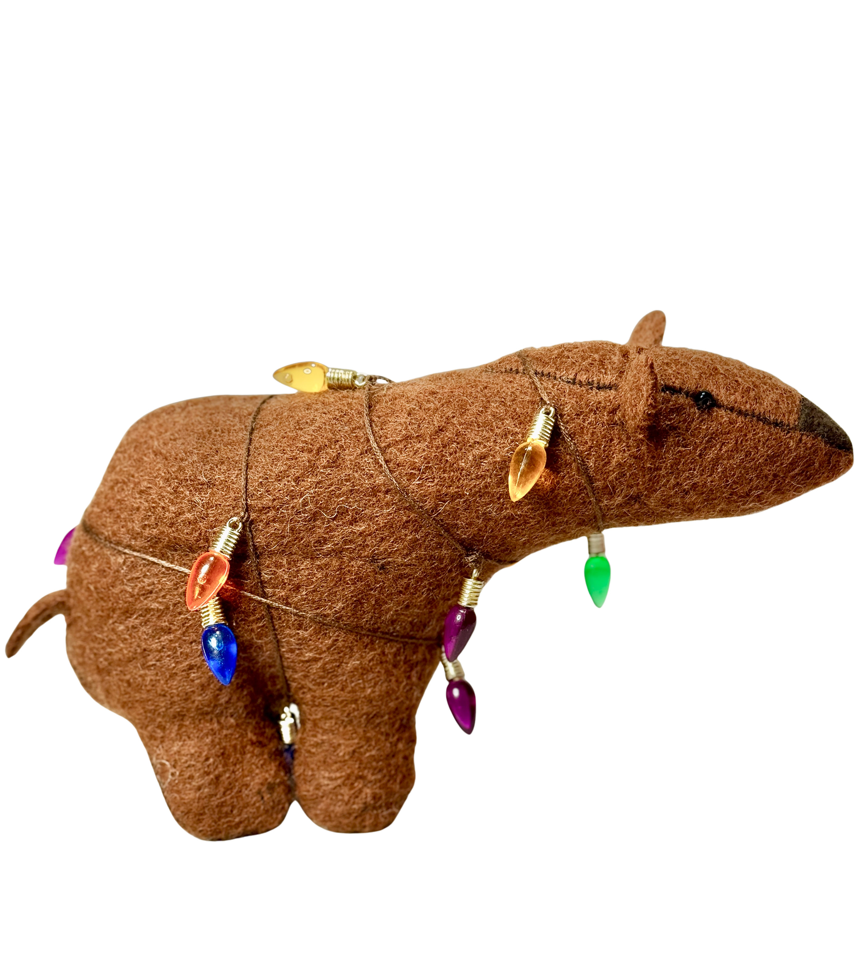 Folk Art Soft Sculpture Free Standing Bear  - Holiday Lights - One of a Kind  - Woodland Collection (Copy)