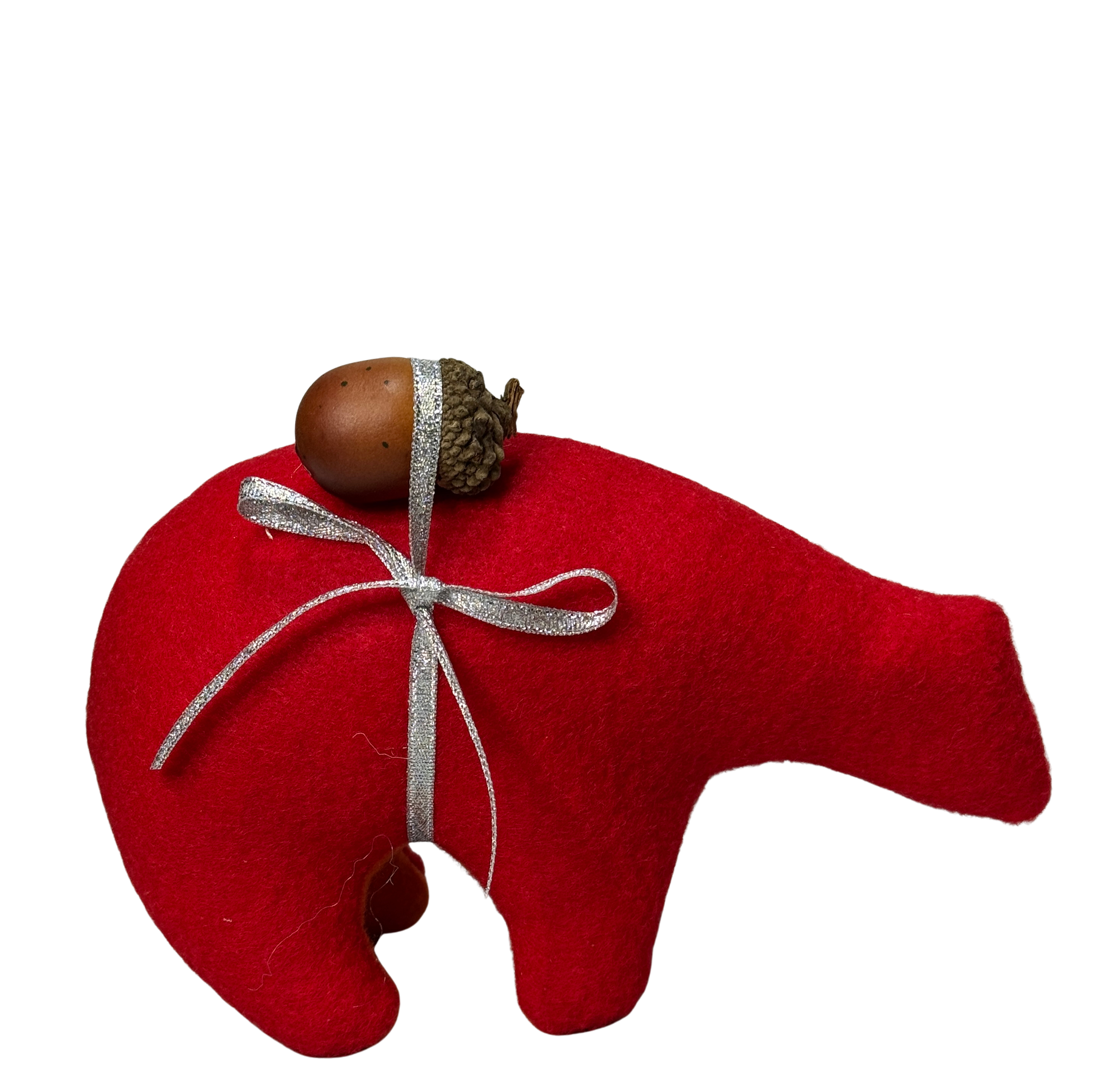 Red Acorn Loving Folk Art Guardian – Soft Sculpture Bearfolk - Woodland Collection
