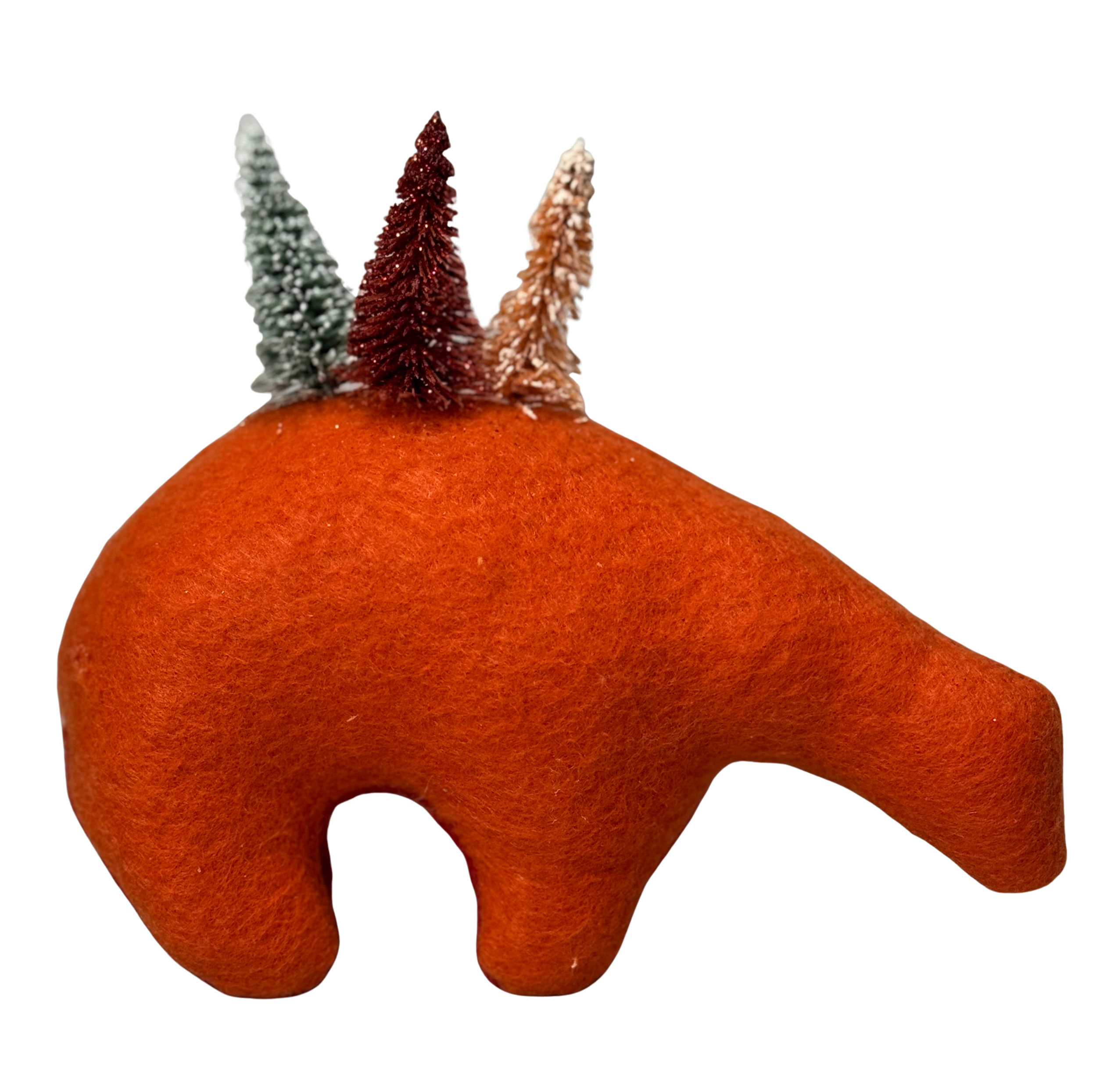 Orange Christmas Tree Loving Folk Art Guardian – Soft Sculpture Bearfolk - Woodland Collection