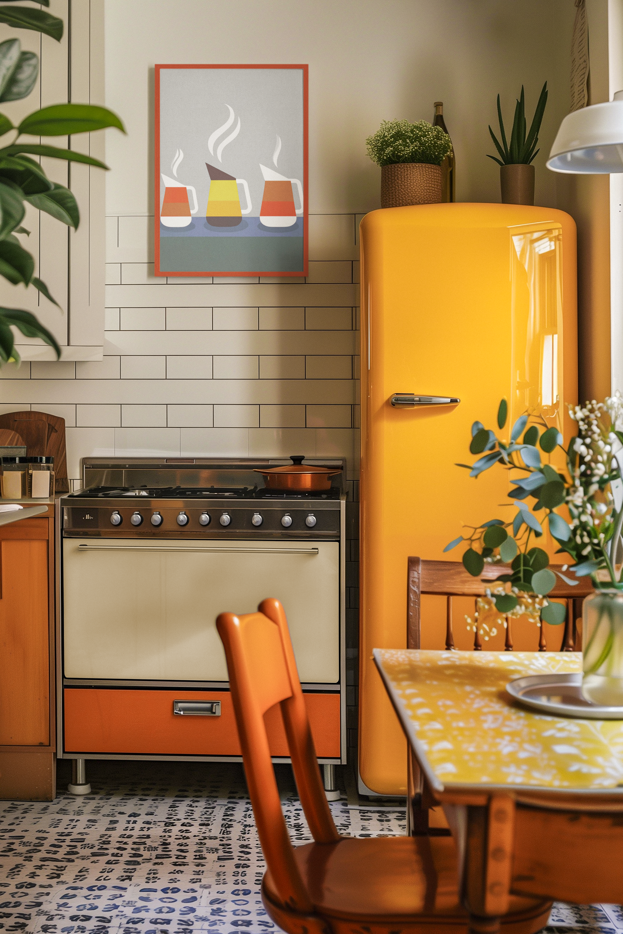 Danish Modern Inspired Coffee Pot Graphic Art Print - Matte Canvas, Stretched, 1.25"