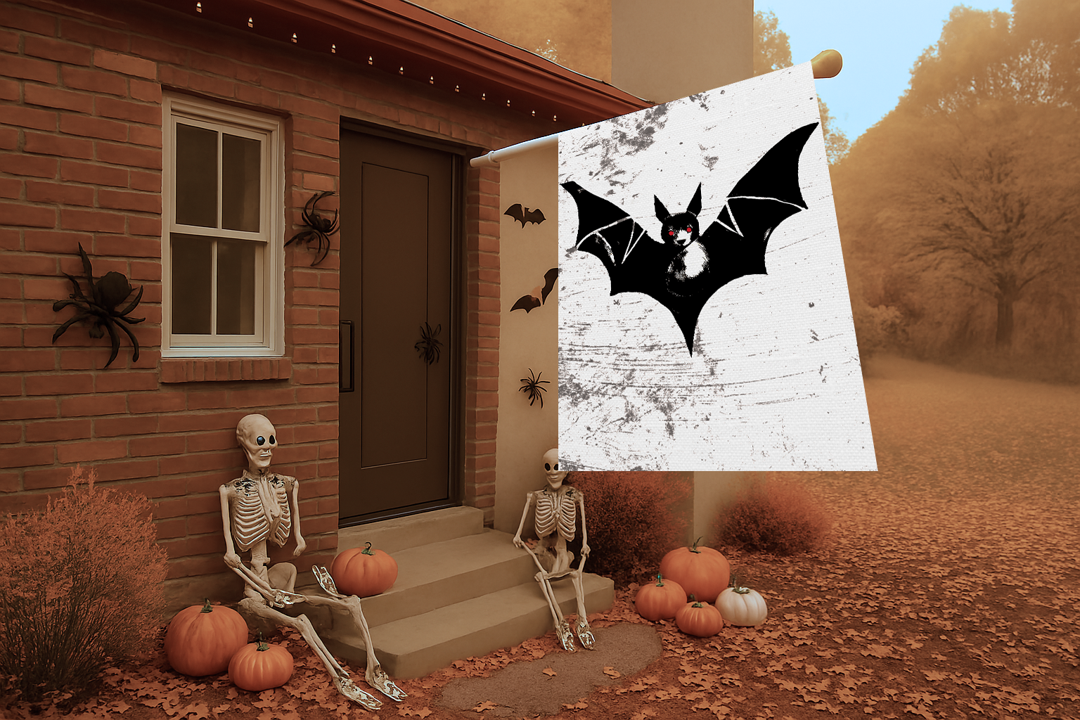 Halloween Seasonal Midwest Mod Single Black Bat Whimsical Yard Decoration, Unique Home & Garden Decor, House Flag, Garden Banner