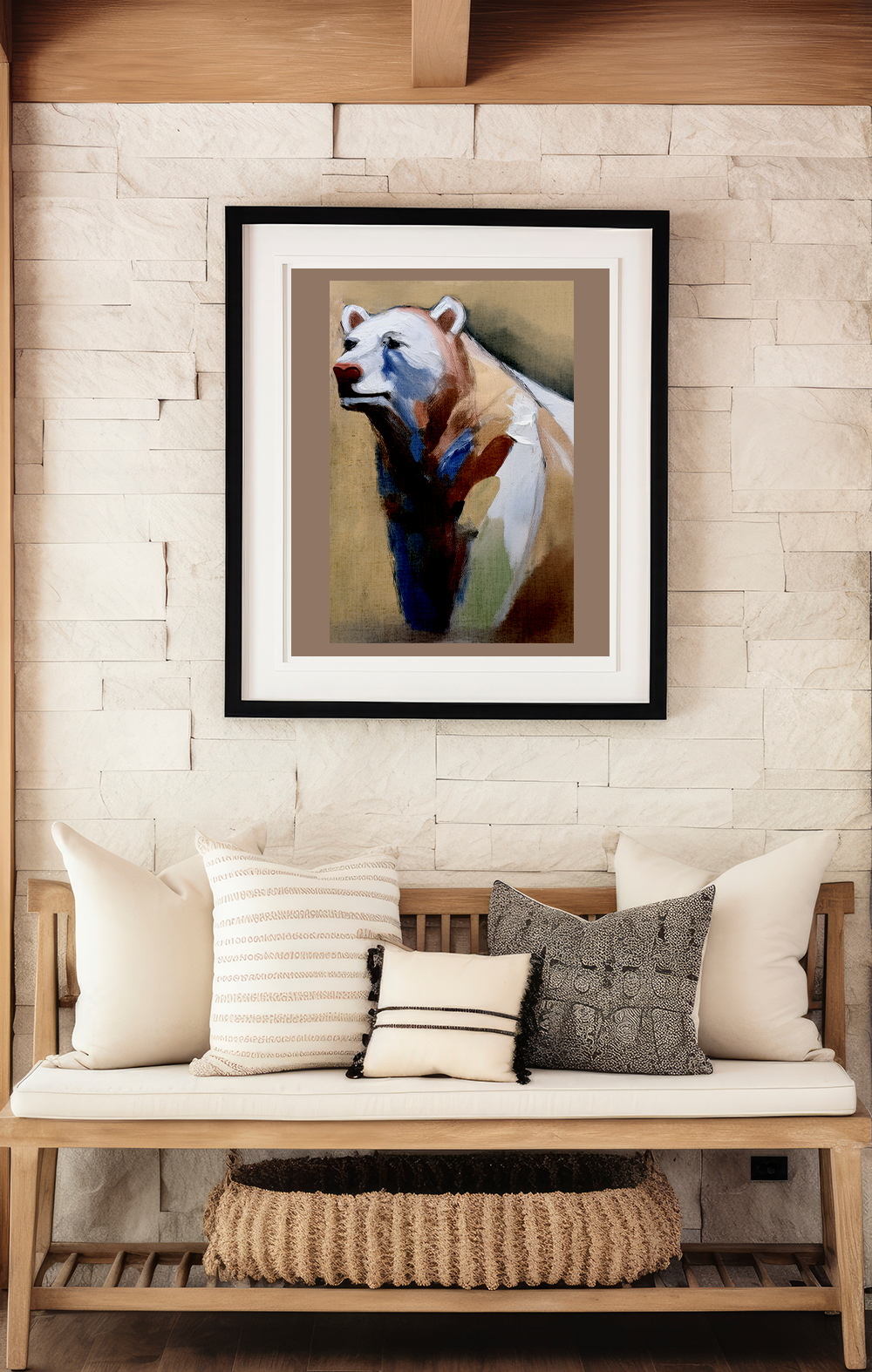 Midwest Mod Abstract Modern Bear Portrait Art Print  - Matte Canvas, Stretched, 1.25"