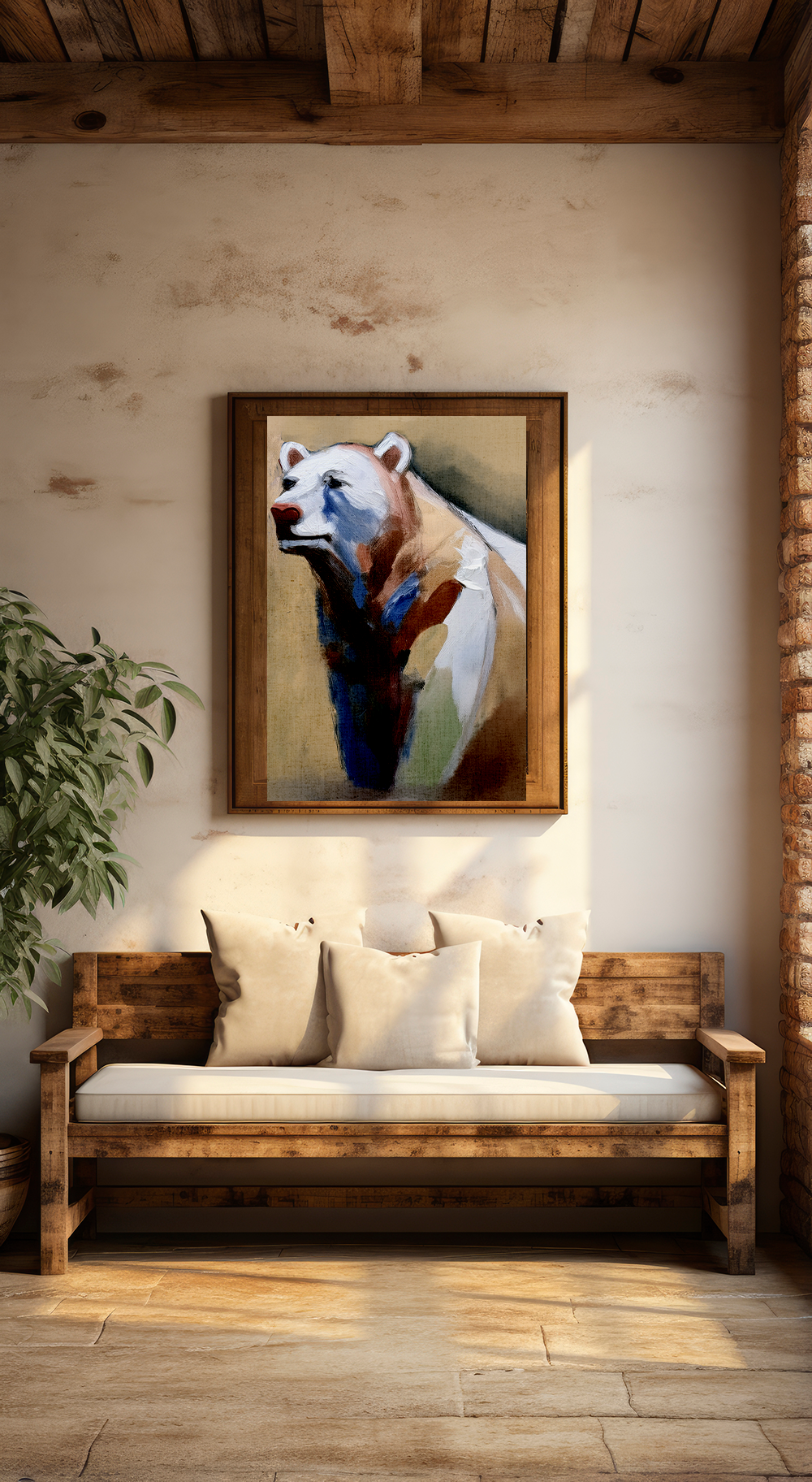 Midwest Mod Abstract Modern Bear Portrait Art Print  - Matte Canvas, Stretched, 1.25"