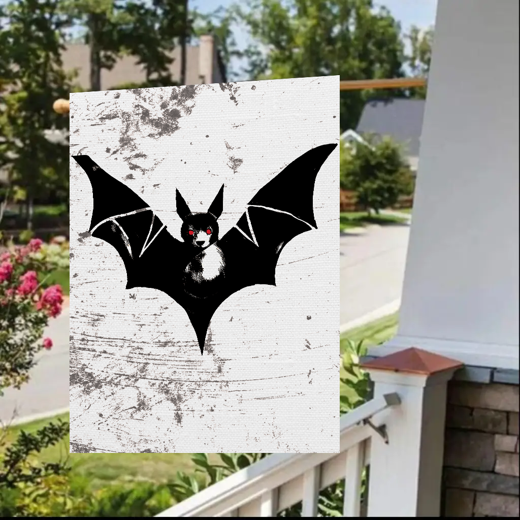 Halloween Seasonal Midwest Mod Single Black Bat Whimsical Yard Decoration, Unique Home & Garden Decor, House Flag, Garden Banner