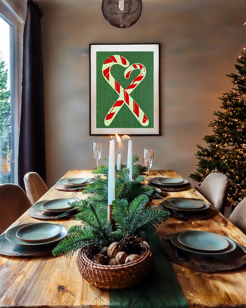 Midwest Mod Holiday Christmas Classic Candy Canes Pop Art Print- Matte Canvas, Stretched, 1.25", holiday decor, Christmas, fishing, lures