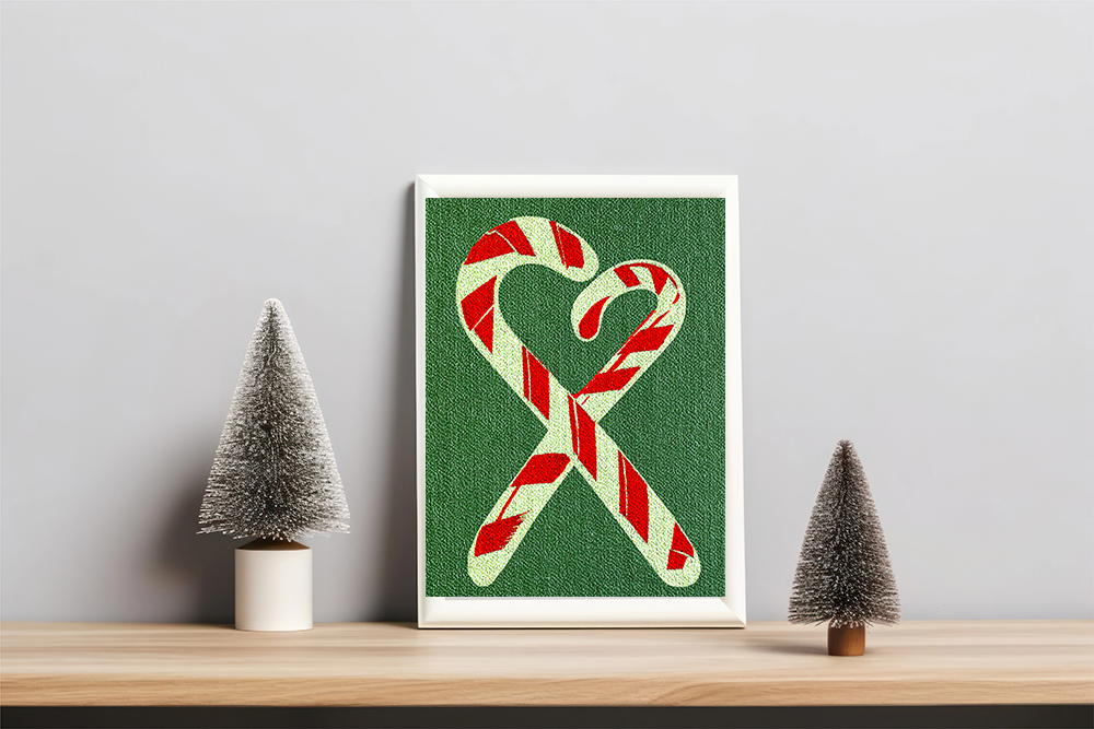 Midwest Mod Holiday Christmas Classic Candy Canes Pop Art Print- Matte Canvas, Stretched, 1.25", holiday decor, Christmas, fishing, lures