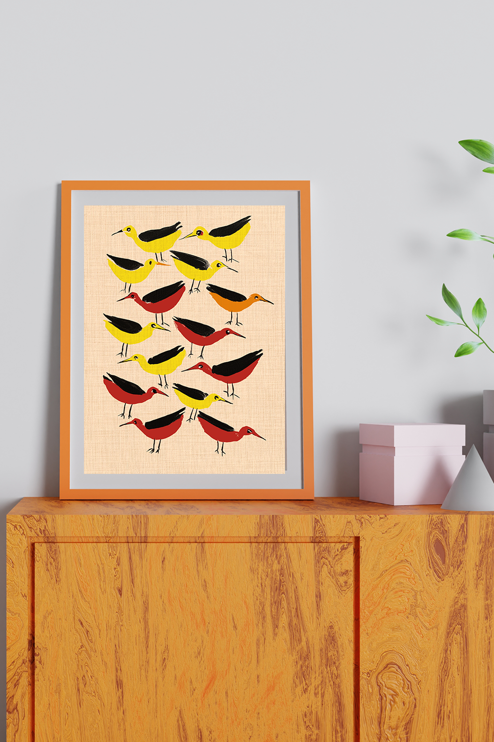 Midwest Modern Retro Bird Cluster Art Print - Matte Canvas, Stretched, 1.25"