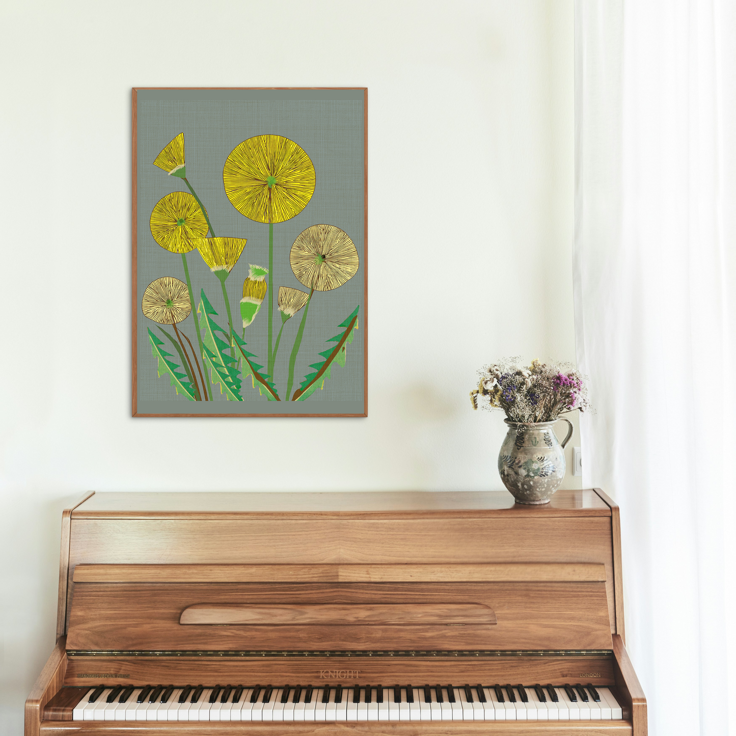 Midwest Modern Summer Dandelion Art Print Number Two - Matte Canvas, Stretched, 1.25"