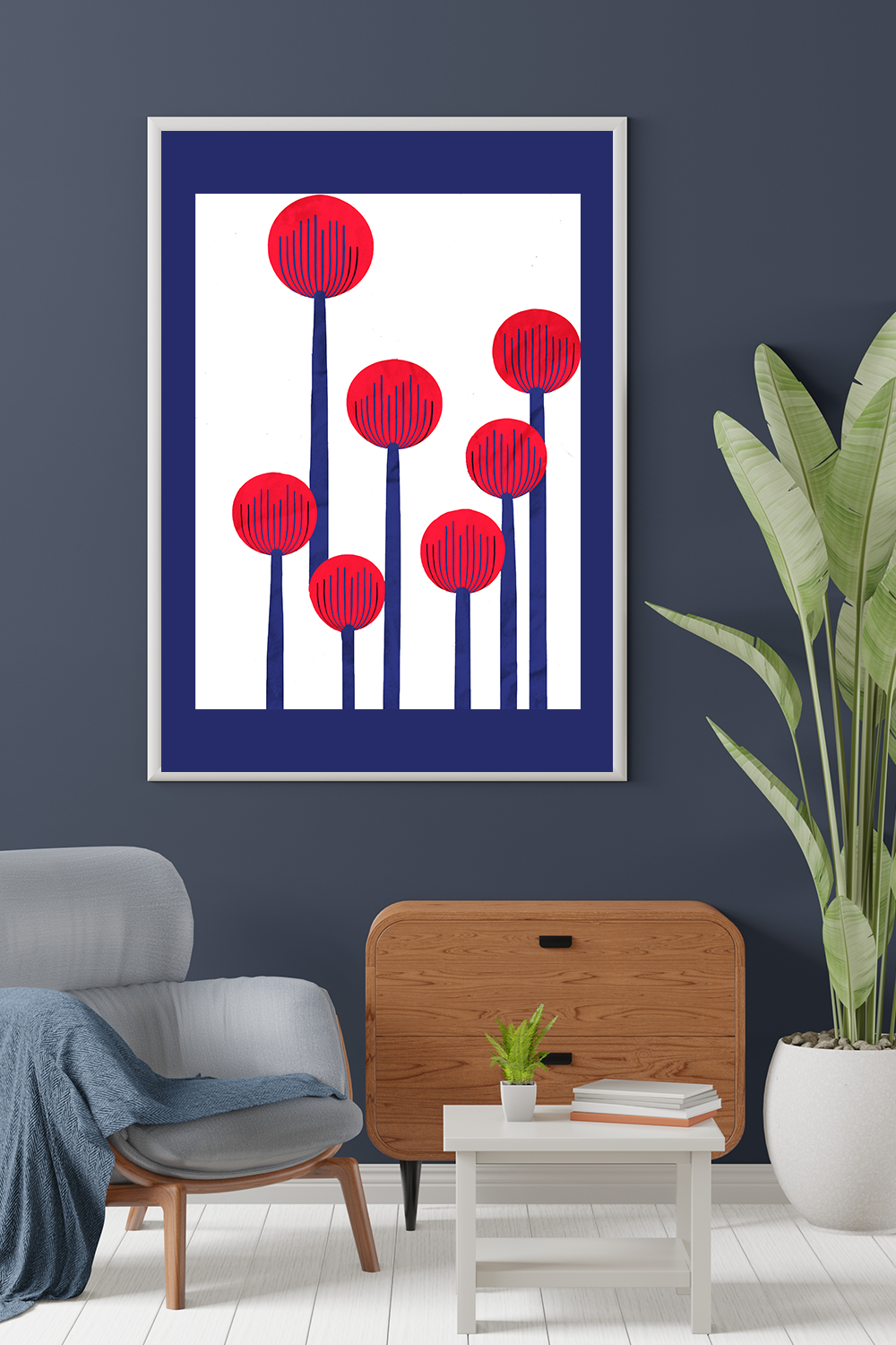 Midwest Modern Summer Dandelion Art Print - Matte Canvas, Stretched, 1.25"