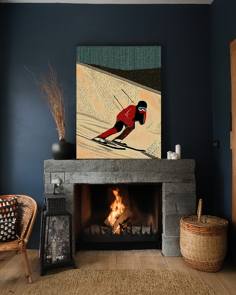 Midwest Mod Seasonal Winter Art Print Downhill Skier - Matte Canvas, Stretched, 1.25"