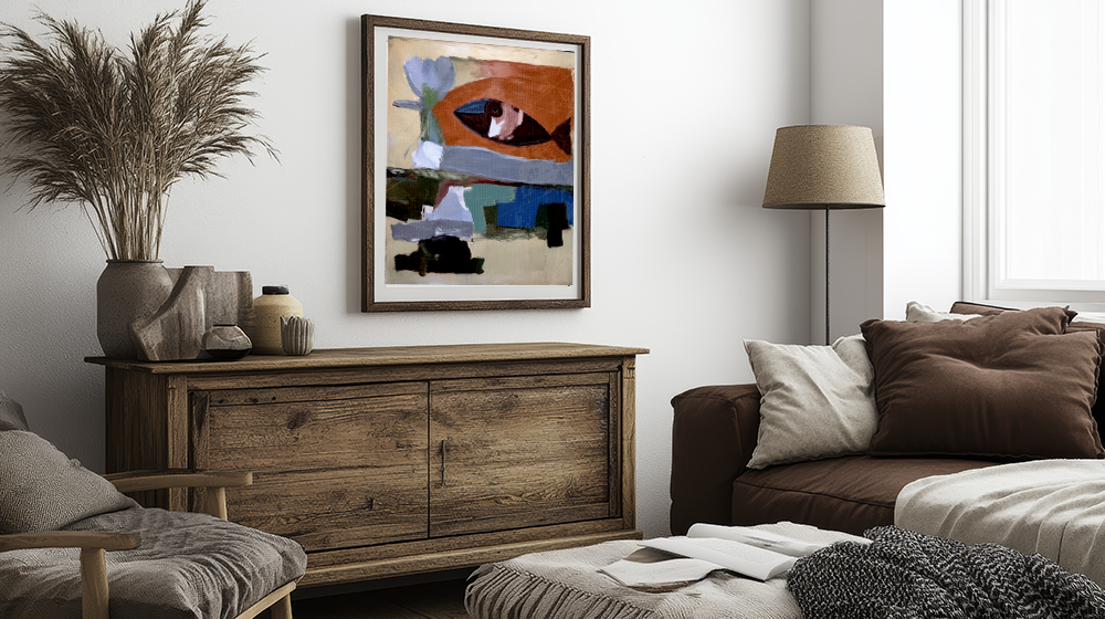 Midwest Mod MCM Inspired Fish Art Print  - Matte Canvas, Stretched, 1.25"