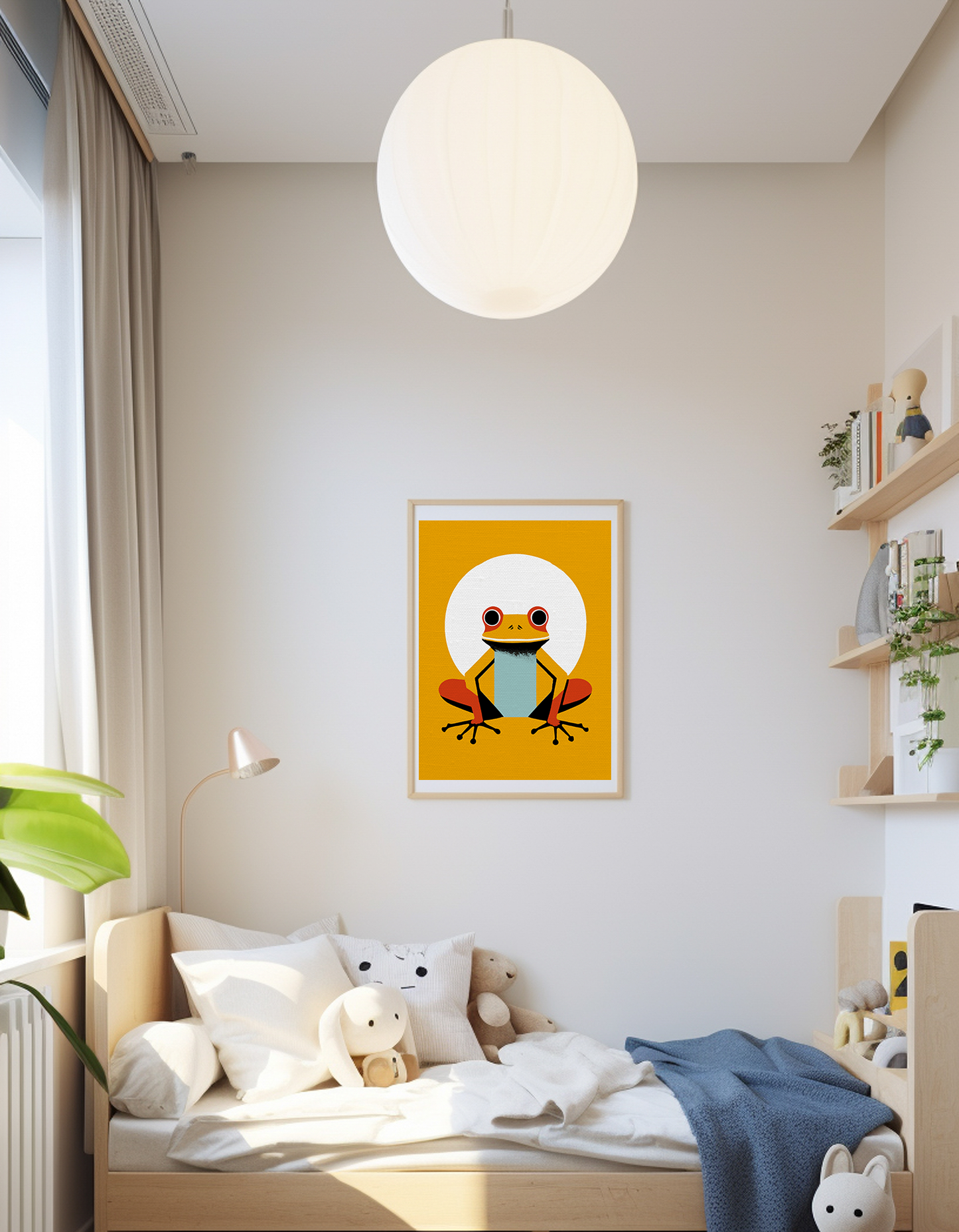 Midwest Modern Retro Inspired Golden Frog Nursery Art Print - Matte Canvas, Stretched, 1.25"