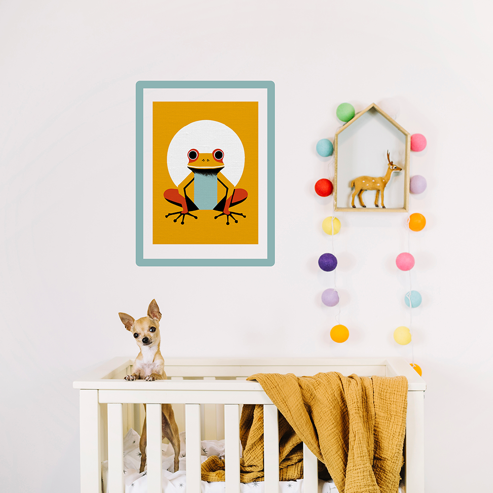Midwest Modern Retro Inspired Golden Frog Nursery Art Print - Matte Canvas, Stretched, 1.25"