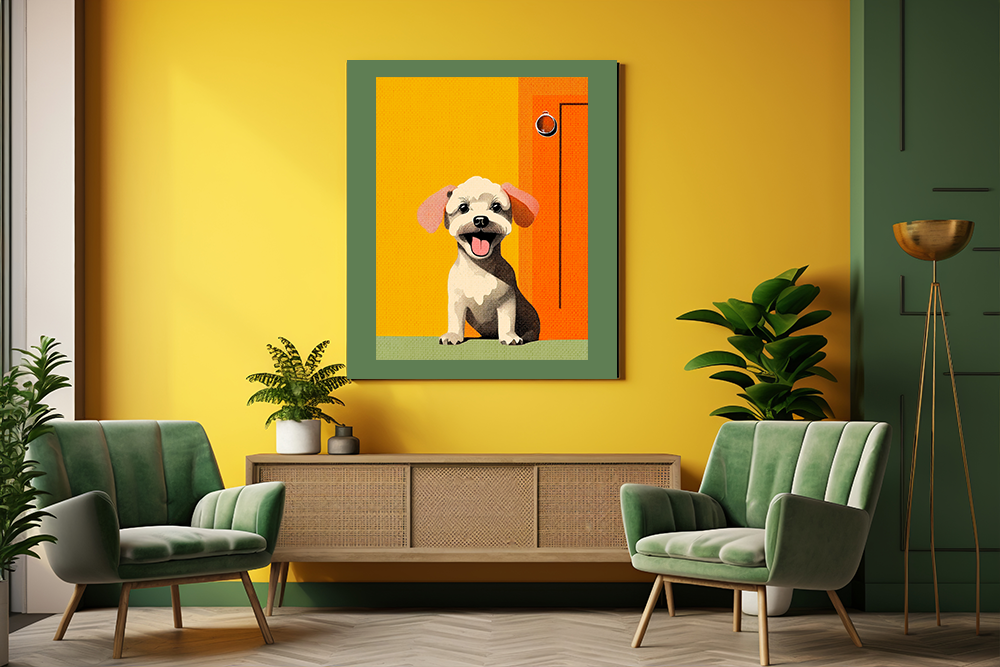 Midwest Mod Happy Dog Art Print  - Matte Canvas, Stretched, 1.25"