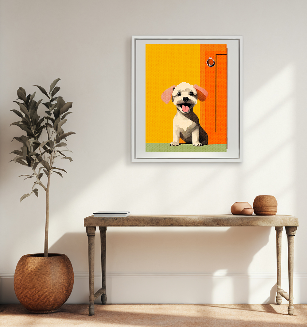 Midwest Mod Happy Dog Art Print  - Matte Canvas, Stretched, 1.25"
