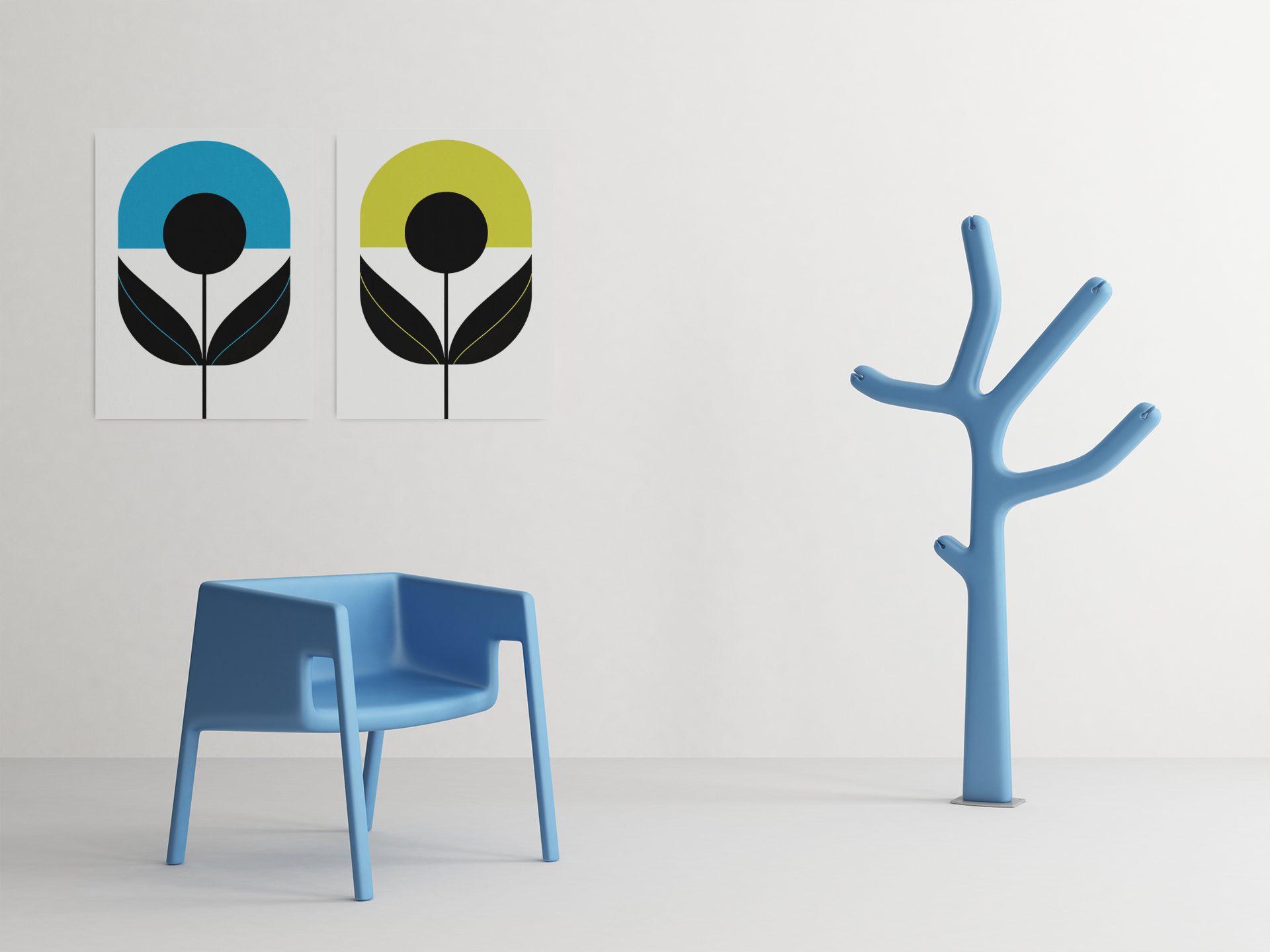 Cornflower Blue Mod Flower - Matte Canvas, Stretched, 1.25"