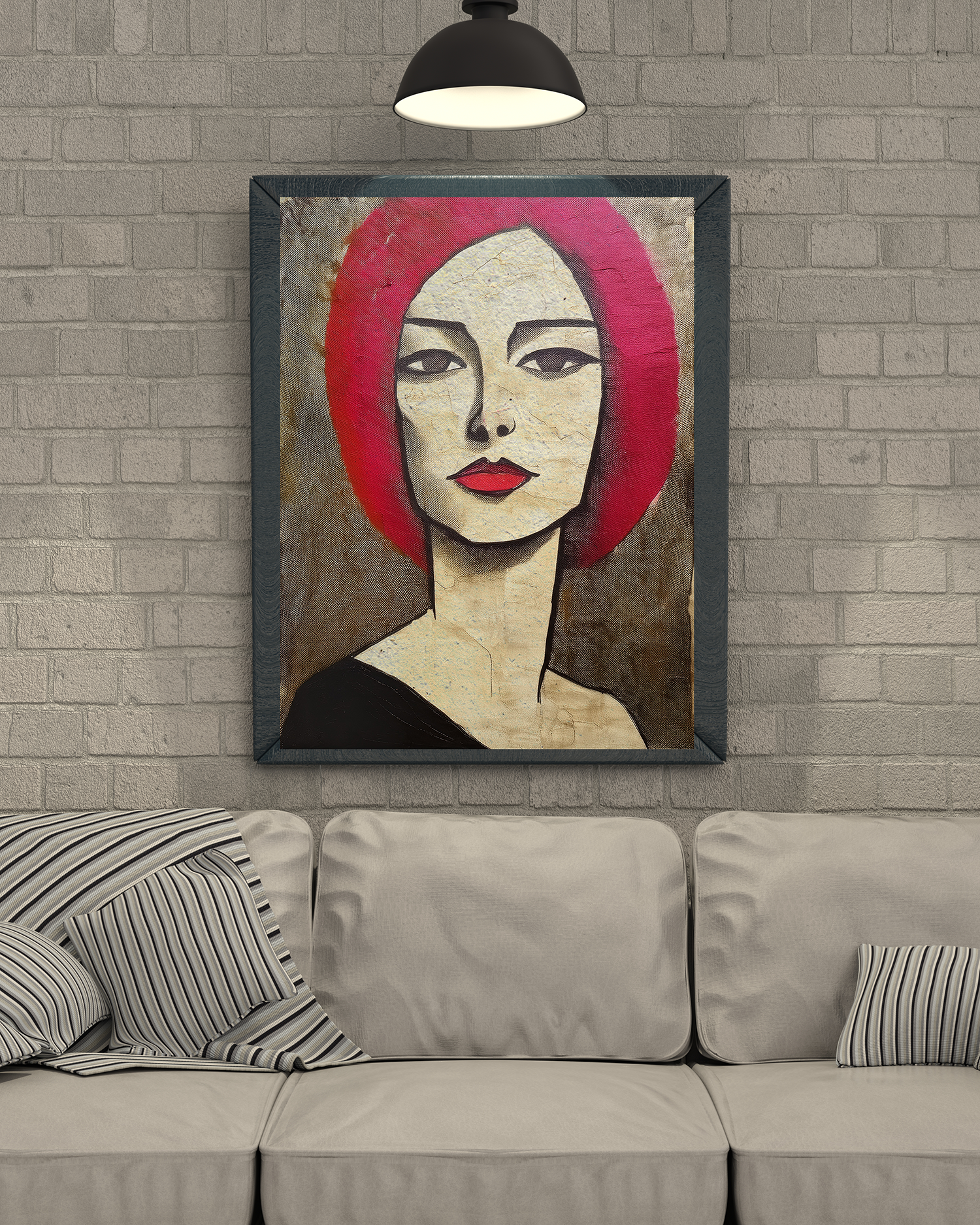 Abstract Woman Girl Portrait Pink Positive Print - Matte Canvas, Stretched, 1.25"