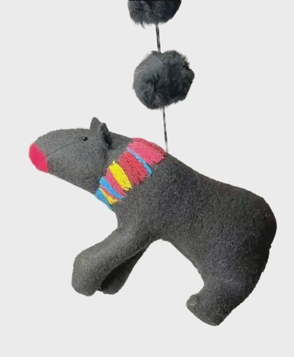 Folk Art Guardian – Hanging Soft Sculpture Ornament Bearfolk - Cooper Elderberry- Woodland Collection