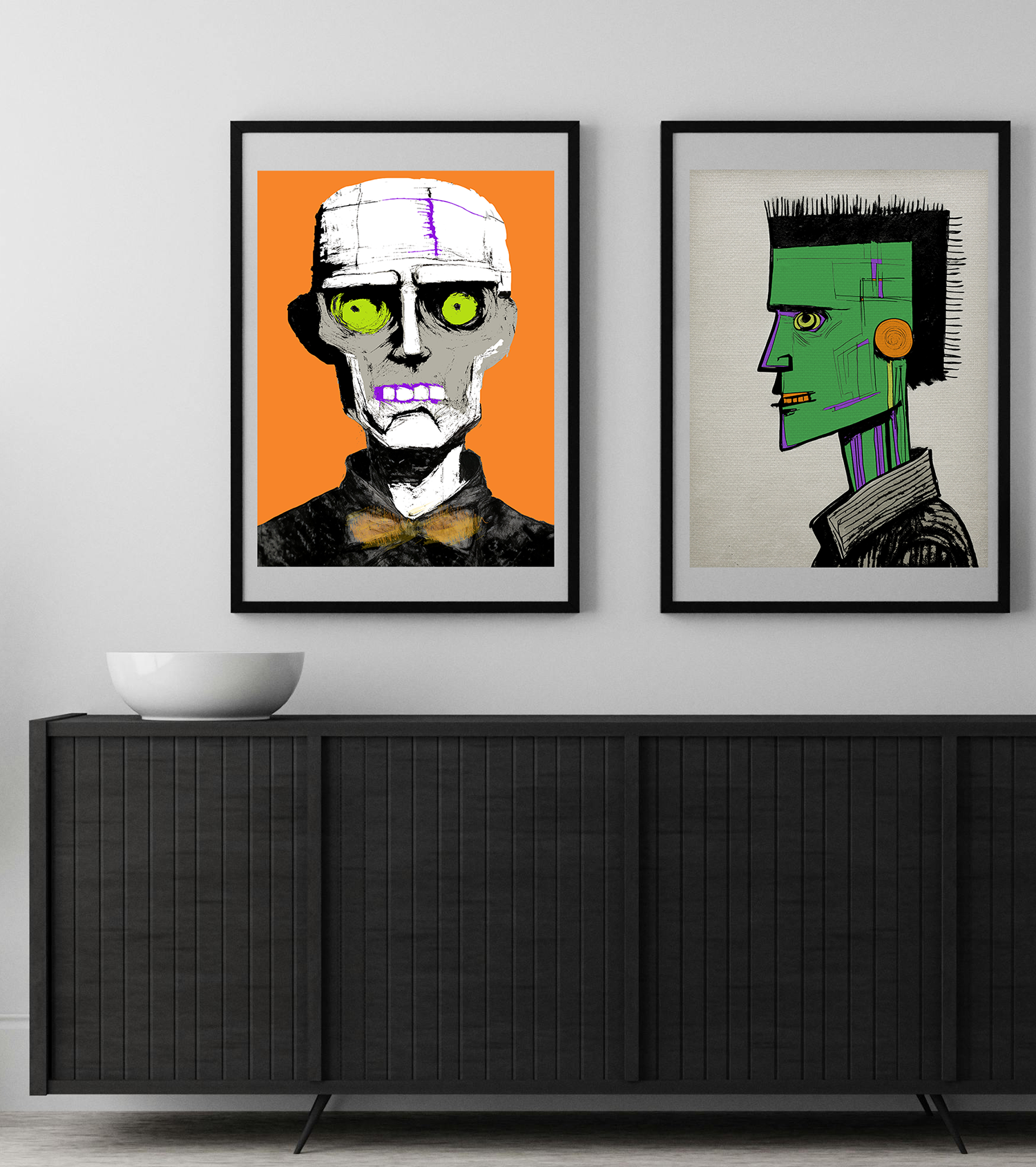 Frankenstein Frank #1 Halloween Art Print  - Matte Canvas, Stretched, 1.25"