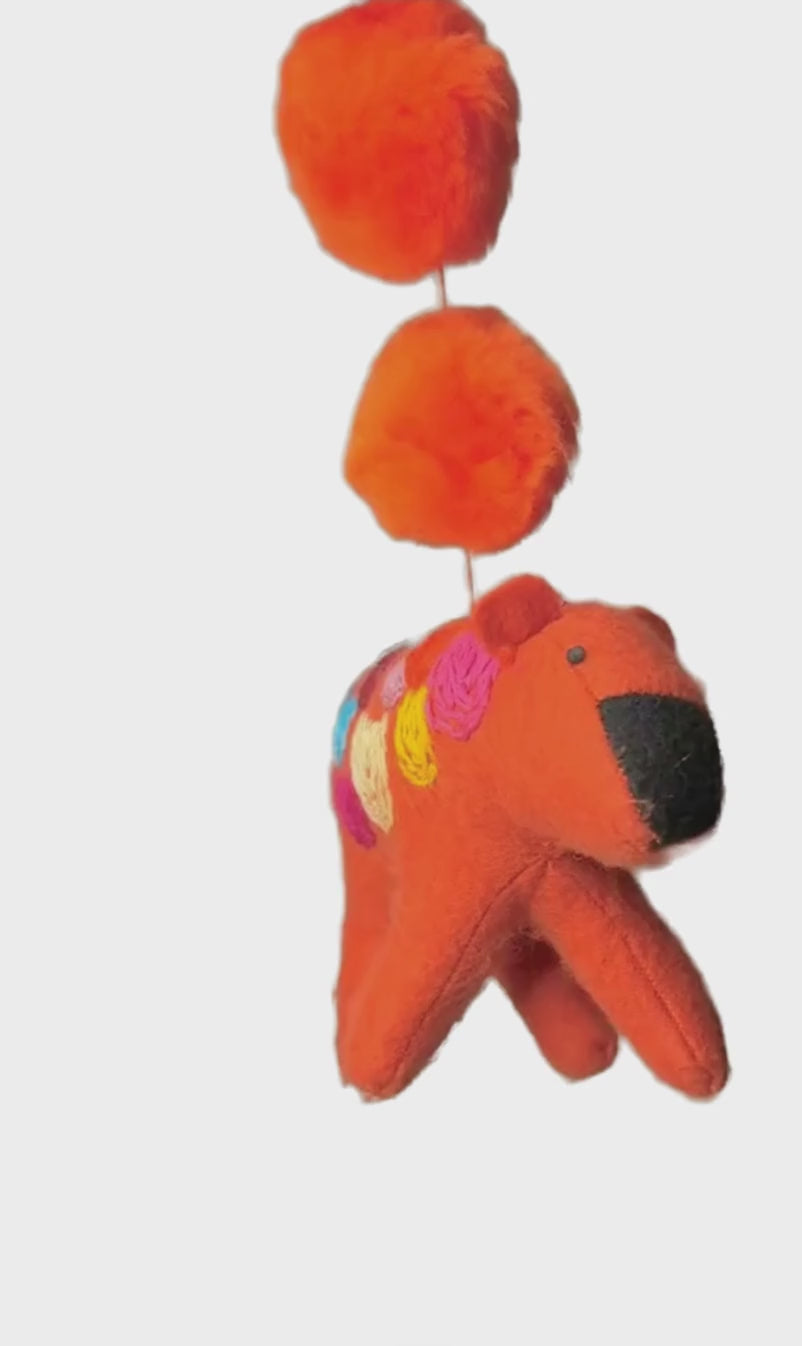 Folk Art Guardian – Hanging Soft Sculpture Ornament Bearfolk - Jenny Goldenrod - Woodland Collection