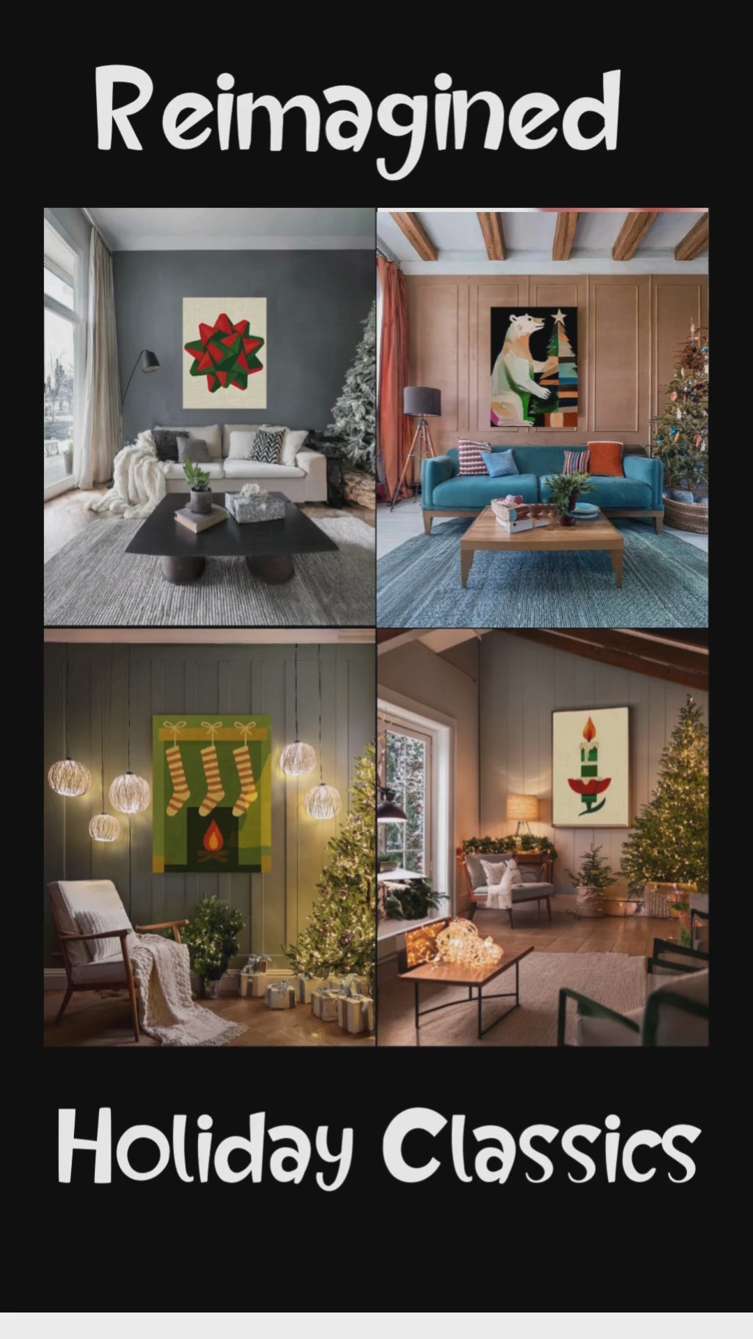 Midwest Mod Seasonal Christmas Art Print - Pop Art Package Tape - Matte Canvas, Stretched, 1.25"