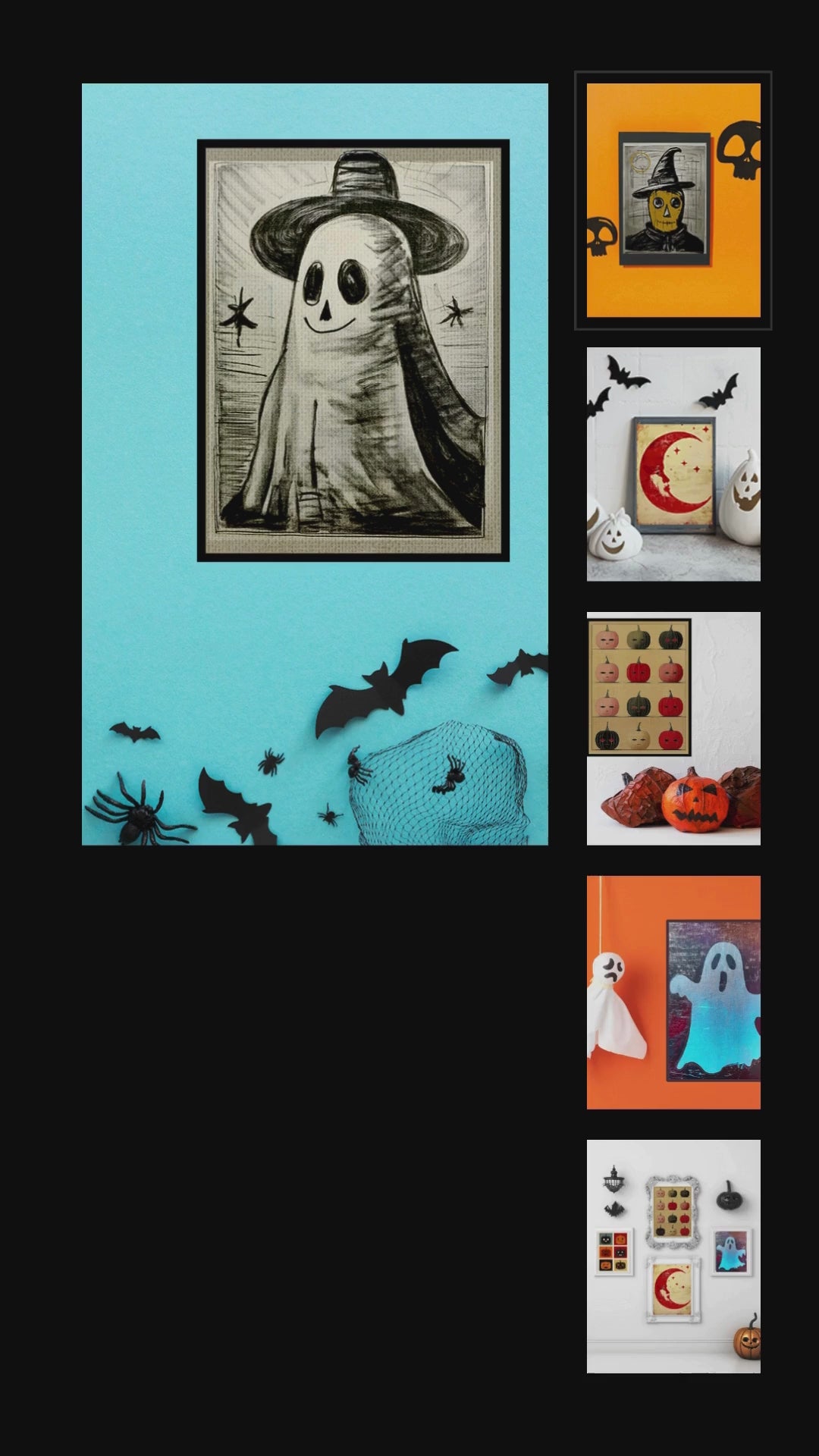 Black and White Charcoal Ghost with Smile Art Print  - Matte Canvas, Stretched, 1.25"