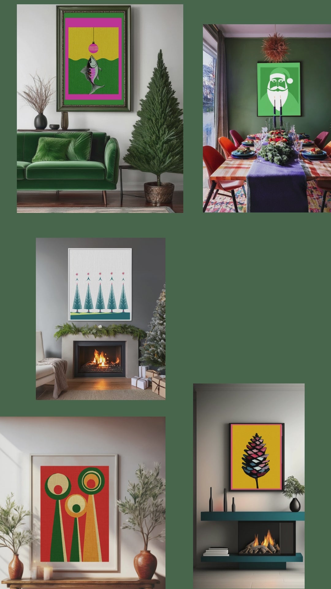 Midwest Mod Holiday Christmas Ornament Lure Fishing No. 1 Print- Matte Canvas, Stretched, 1.25", holiday decor, Christmas, fishing, lures