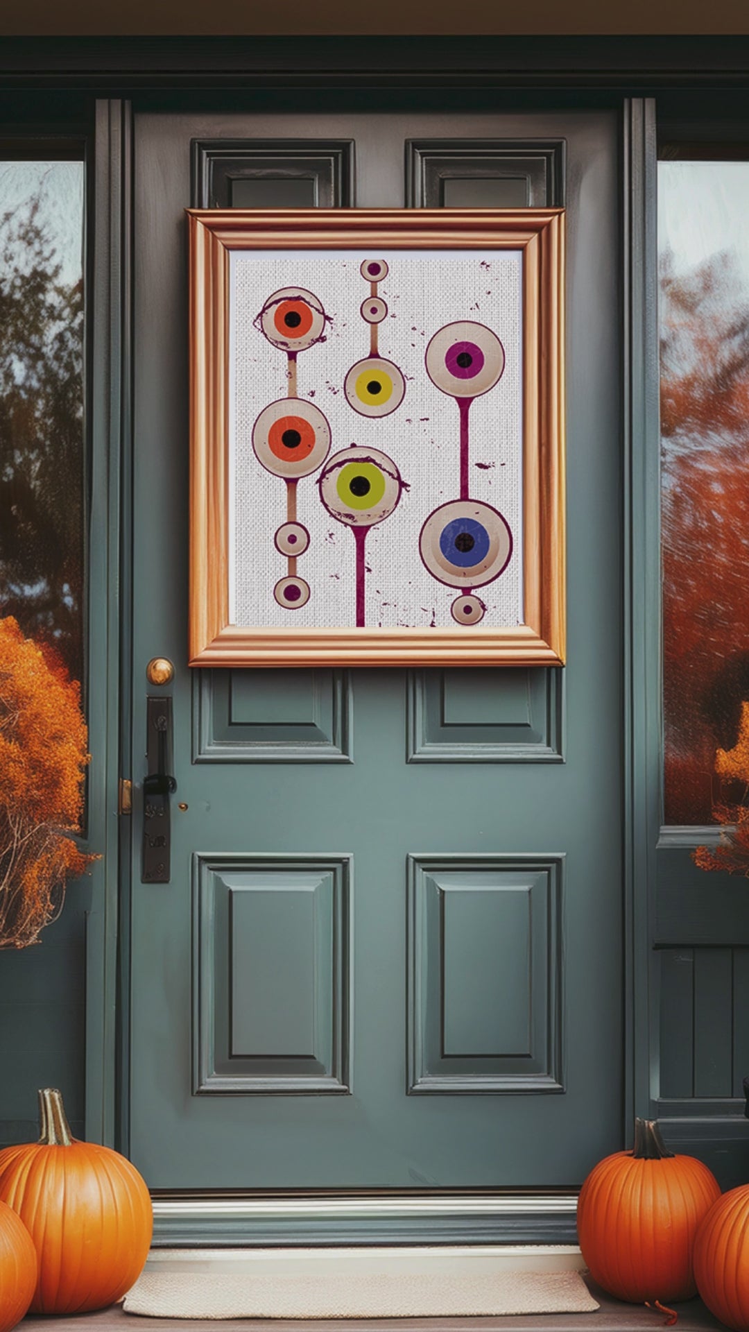 Midwest Mod Pumpkin Head Seasonal Silk Poster, Indoor and Outdoor Decor, Unique Home Decor, Seasonal Decor, Halloween, pumpkin head