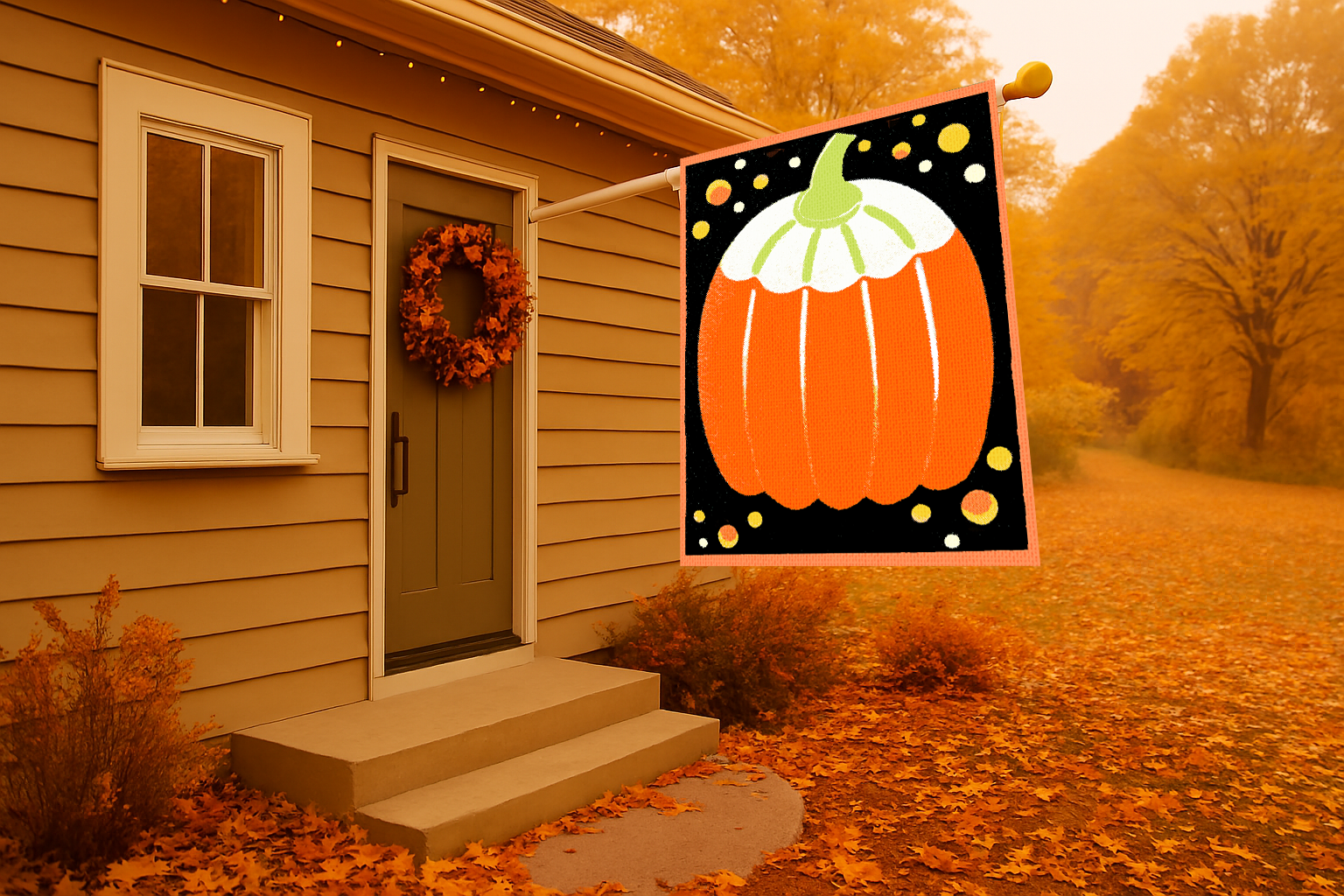 Halloween Seasonal Midwest Mod Simple Pumpkin Whimsical Yard Decoration, Unique Home & Garden Decor, House Flag, Garden Banner