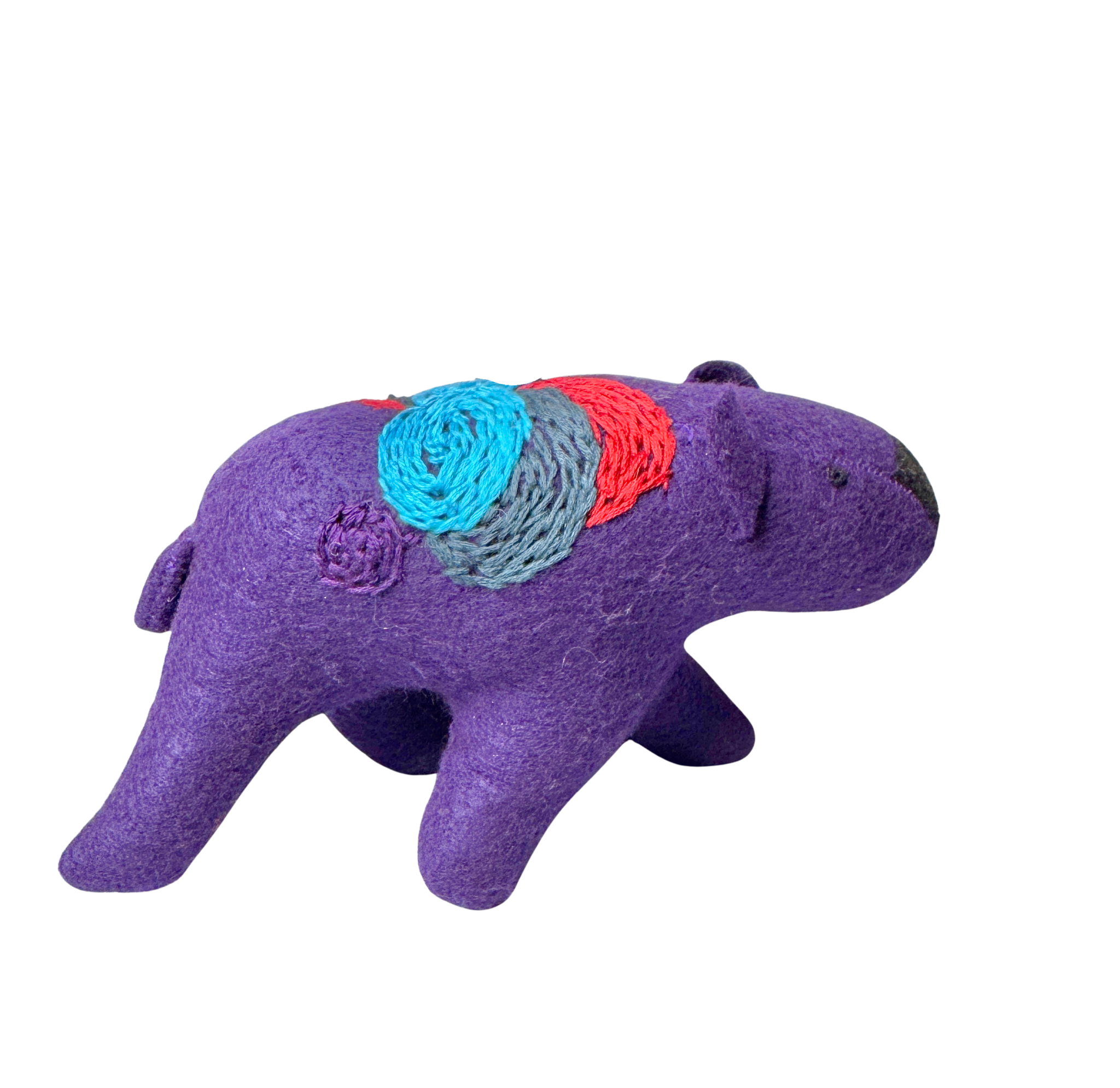 Folk Art Guardian – Hanging Soft Sculpture Ornament Bearfolk - Poppy Glacier- Woodland Collection