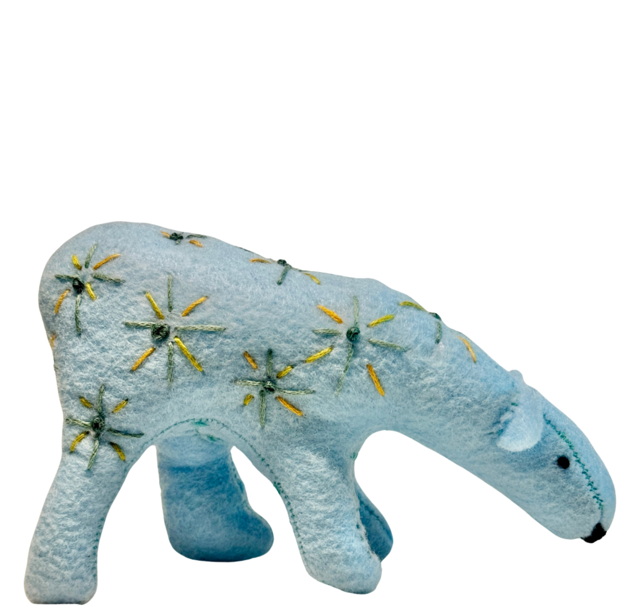 Folk Art Guardian – Hanging Soft Sculpture Ornament Bearfolk - Bluebell Buffaloberry - Woodland Collection