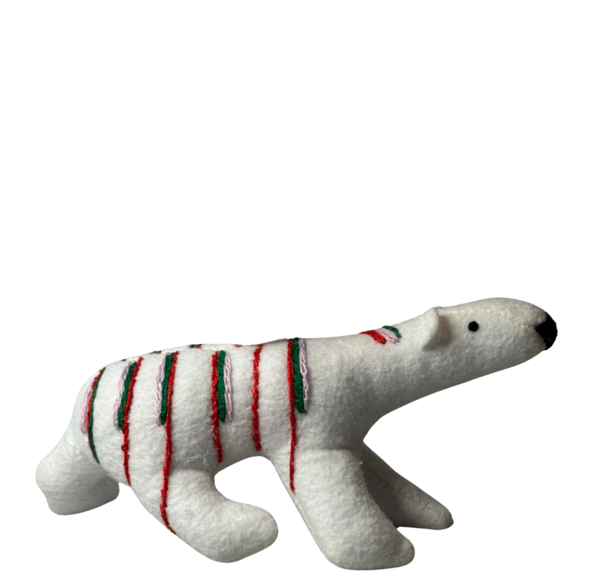 Folk Art Guardian – Hanging Soft Sculpture Ornament Bearfolk -Chris Candy Cane Cottongrass - Woodland Collection
