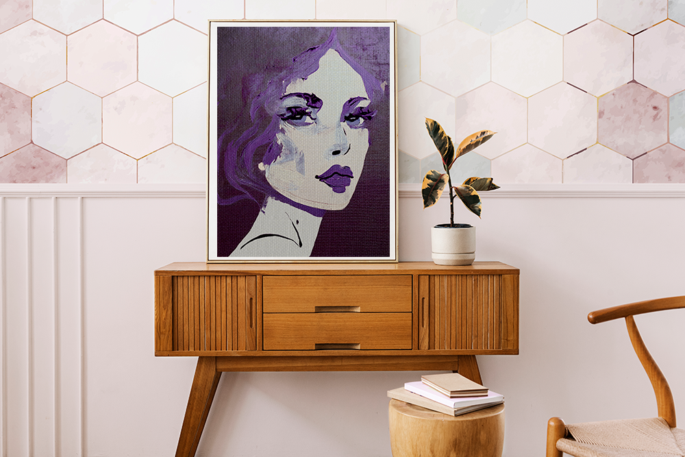 Abstract Woman Portrait Date Night Art Print - Matte Canvas, Stretched, 1.25"