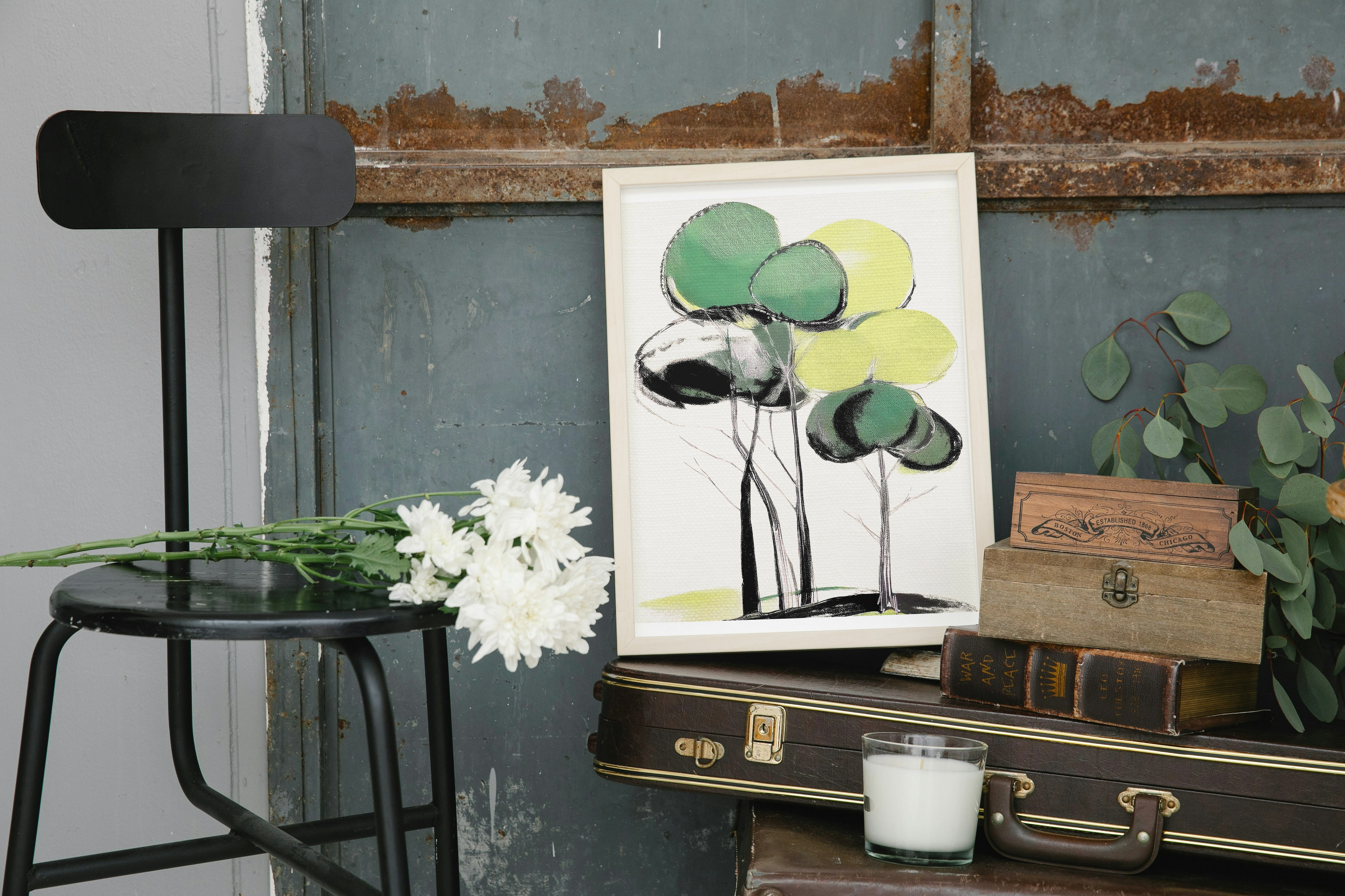 Green Trees Modern Landscape - Matte Canvas, Stretched, 1.25"