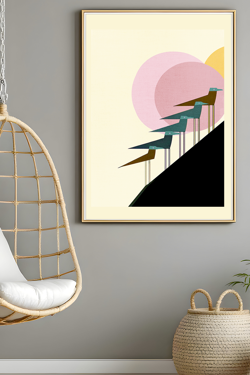 Midwest Modern Retro Shore Birds Art Print - Matte Canvas, Stretched, 1.25"