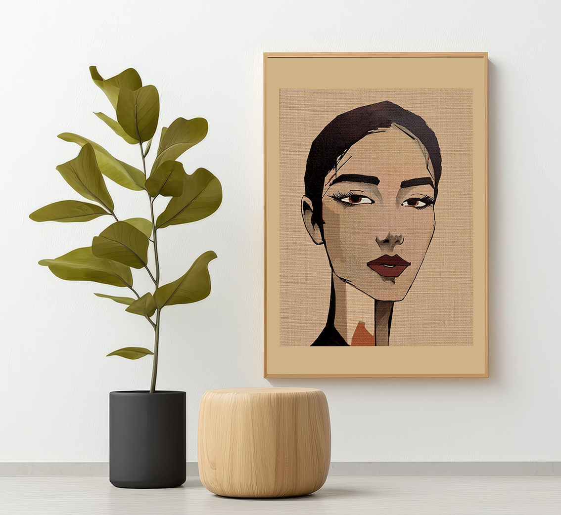 Abstract Woman Portrait Short Hair Don't Care Art Print - Matte Canvas, Stretched, 1.25"