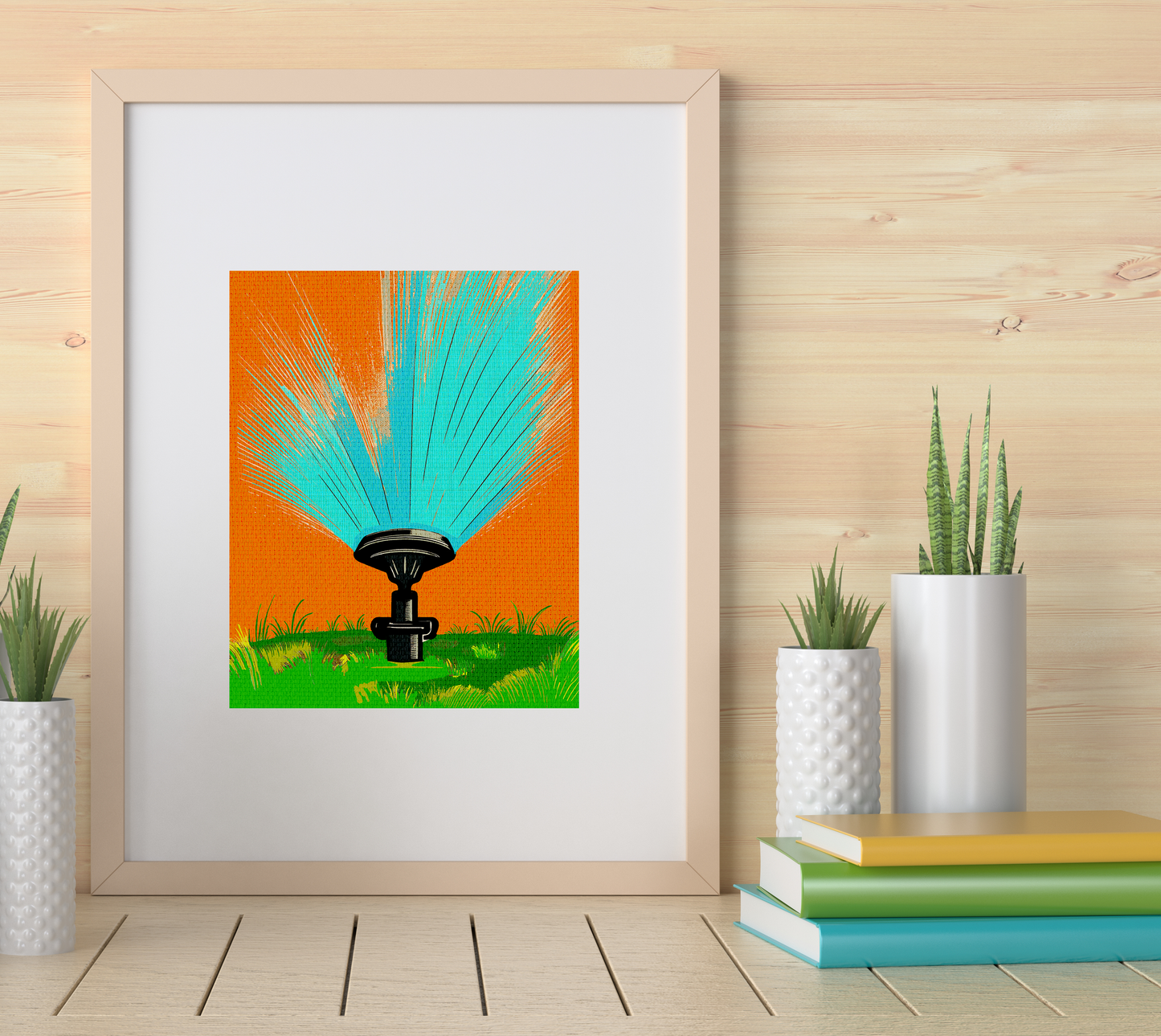 Midwest Modern Summer Sprinkler Pop Art Print - Matte Canvas, Stretched, 1.25"