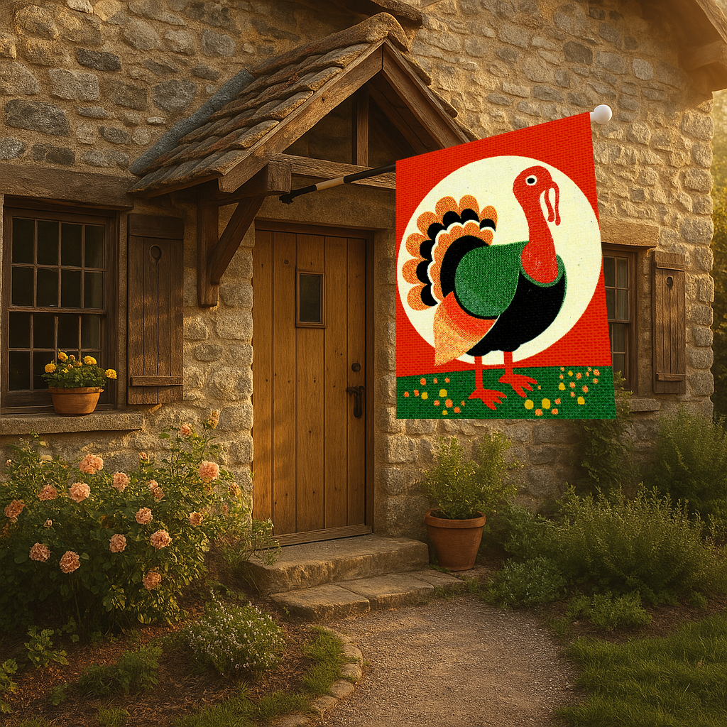 Thanksgiving Seasonal Midwest Mod Turkey Whimsical Yard Decoration, Unique Home & Garden Decor, House Flag, Garden Banner
