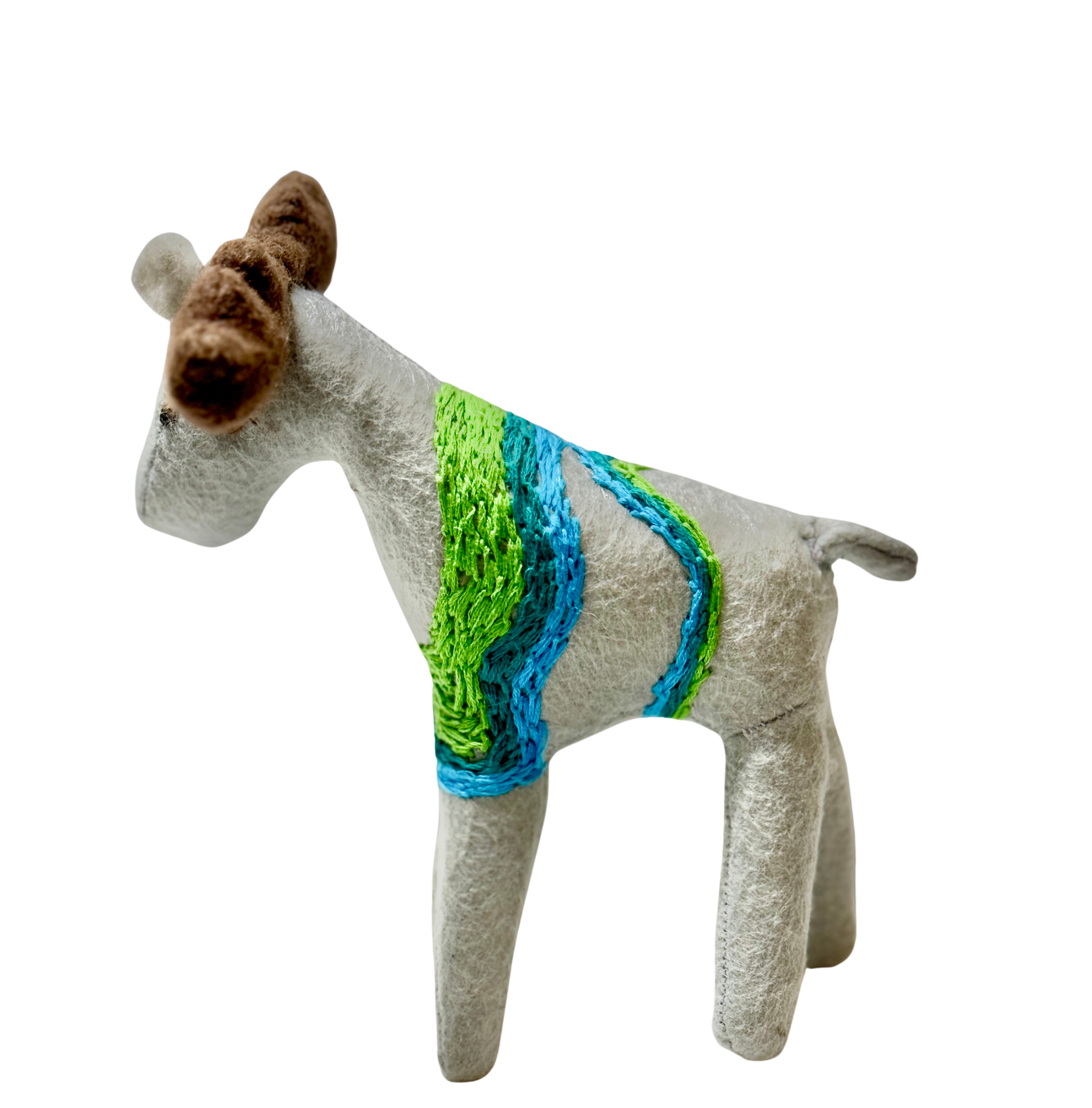 One of a Kind Embroidered Moose Soft Art Textile Plush Decor