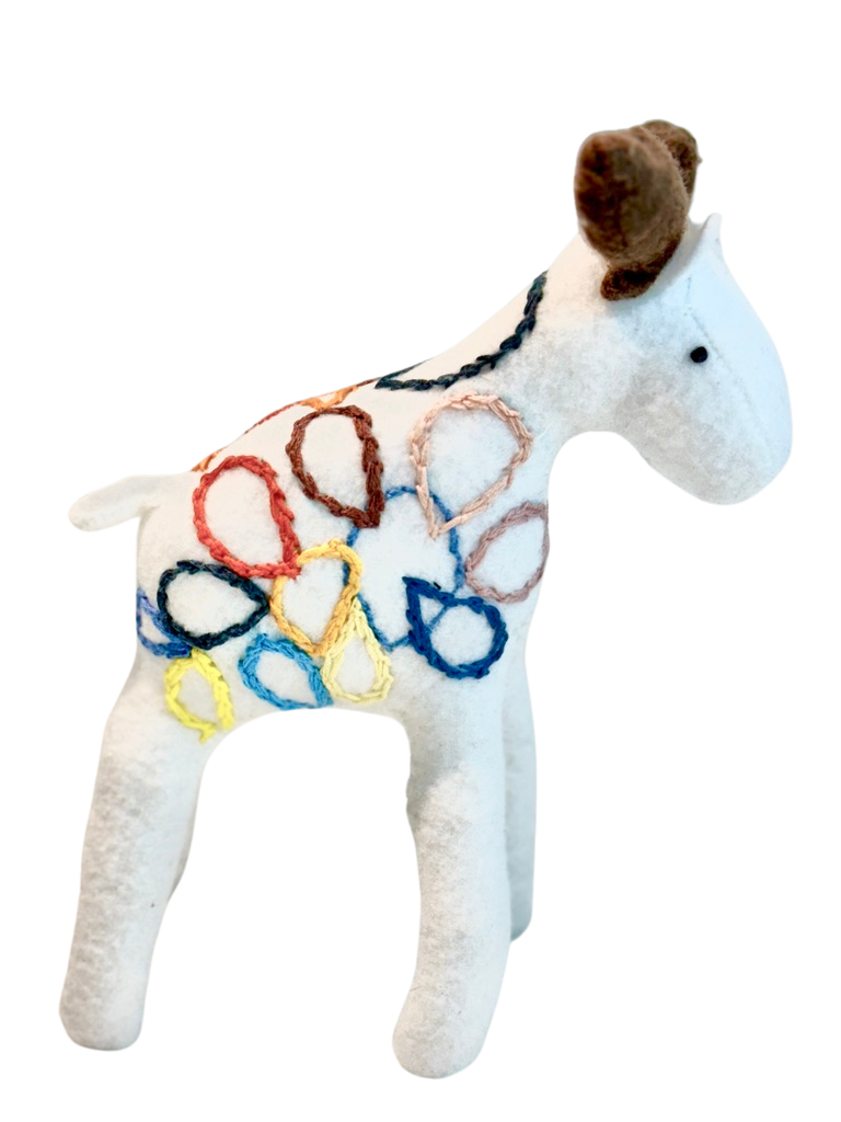 One of a Kind Embroidered Moose Soft Art Textile Plush Decor