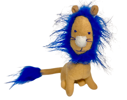 OOAK Bright Blue Lion Soft Art Plush