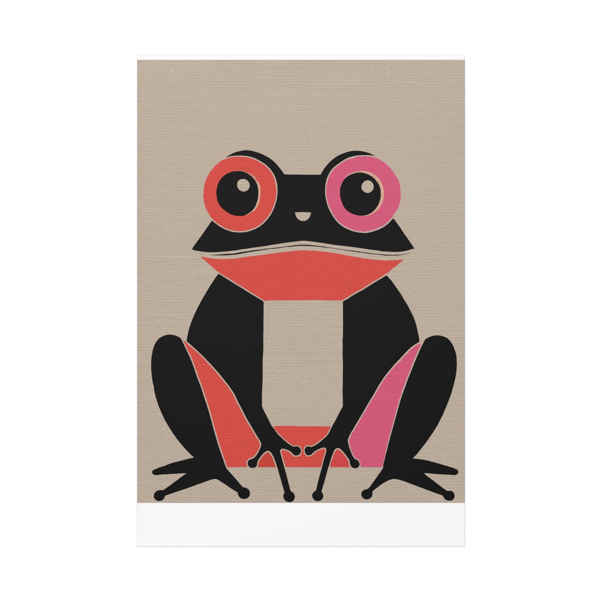 Midwest Modern Retro Pink and Black Frog Art Print - Matte Canvas, Stretched, 1.25"