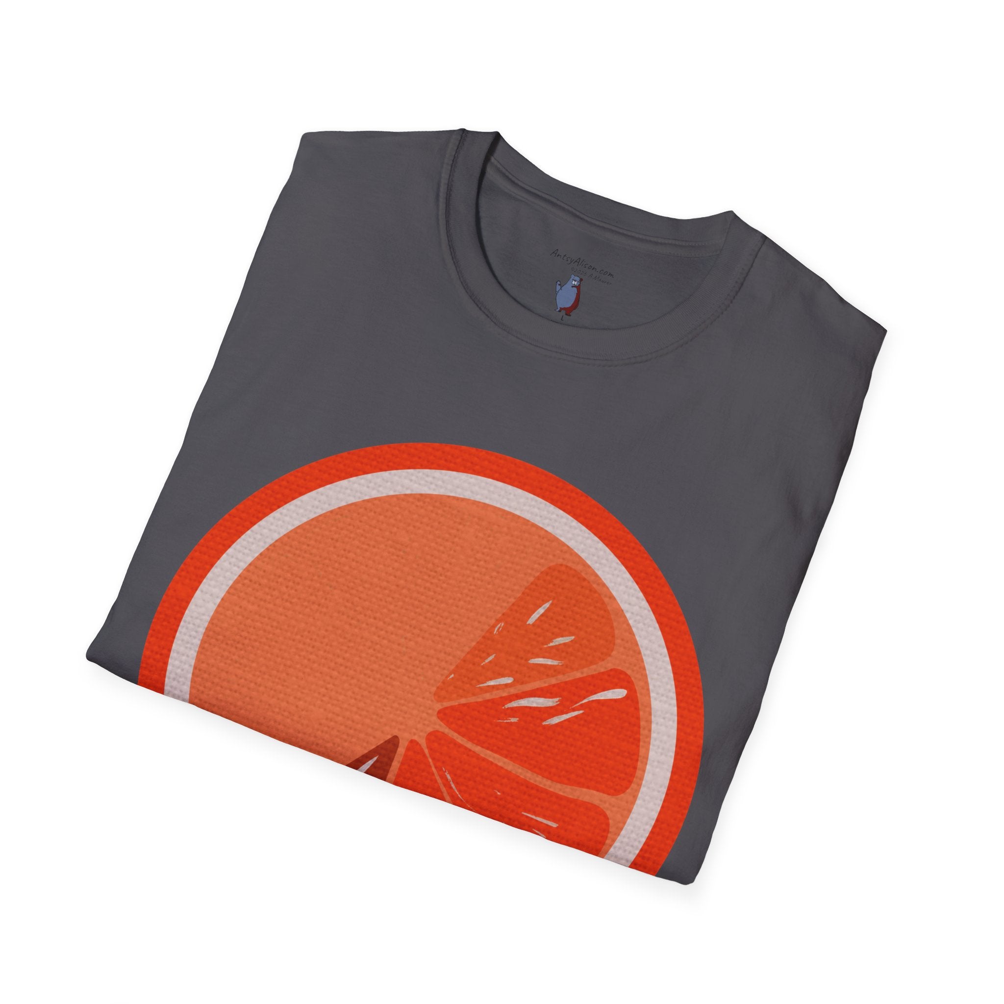Midwest Modern Pop Icon Orange Slice - 100% Cotton Graphic Tee - orange, fruit