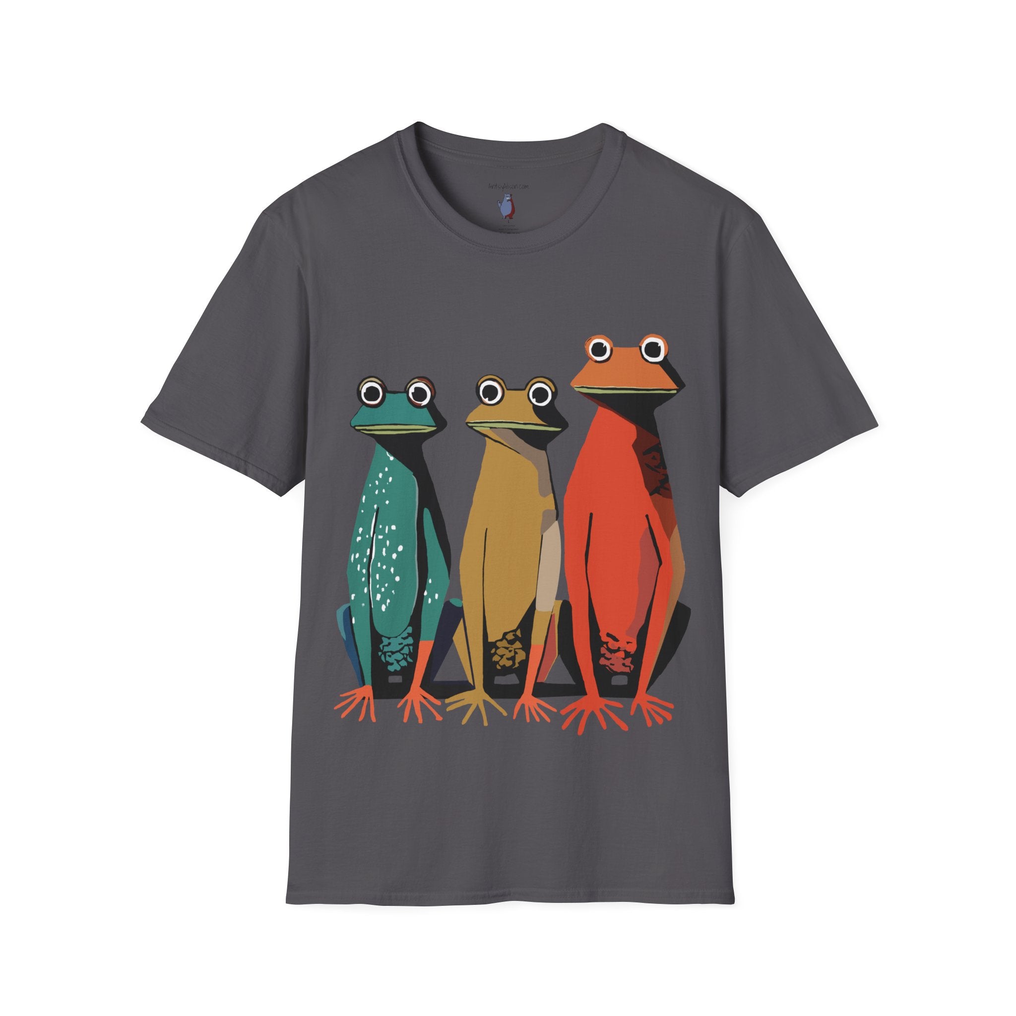 Three Frog Friends Graphic Art Print - 100% Cotton T-Shirt