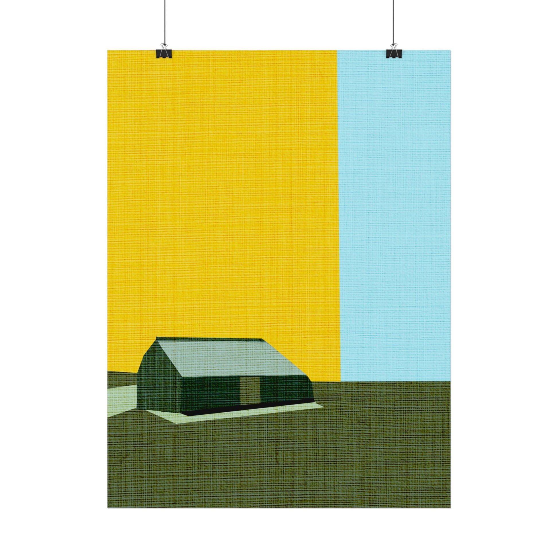 Midwest Modern Prairie Green Barn Landscape Print Rolled Poster | Wall Art, Midwest Mod, Prairie, Architecture