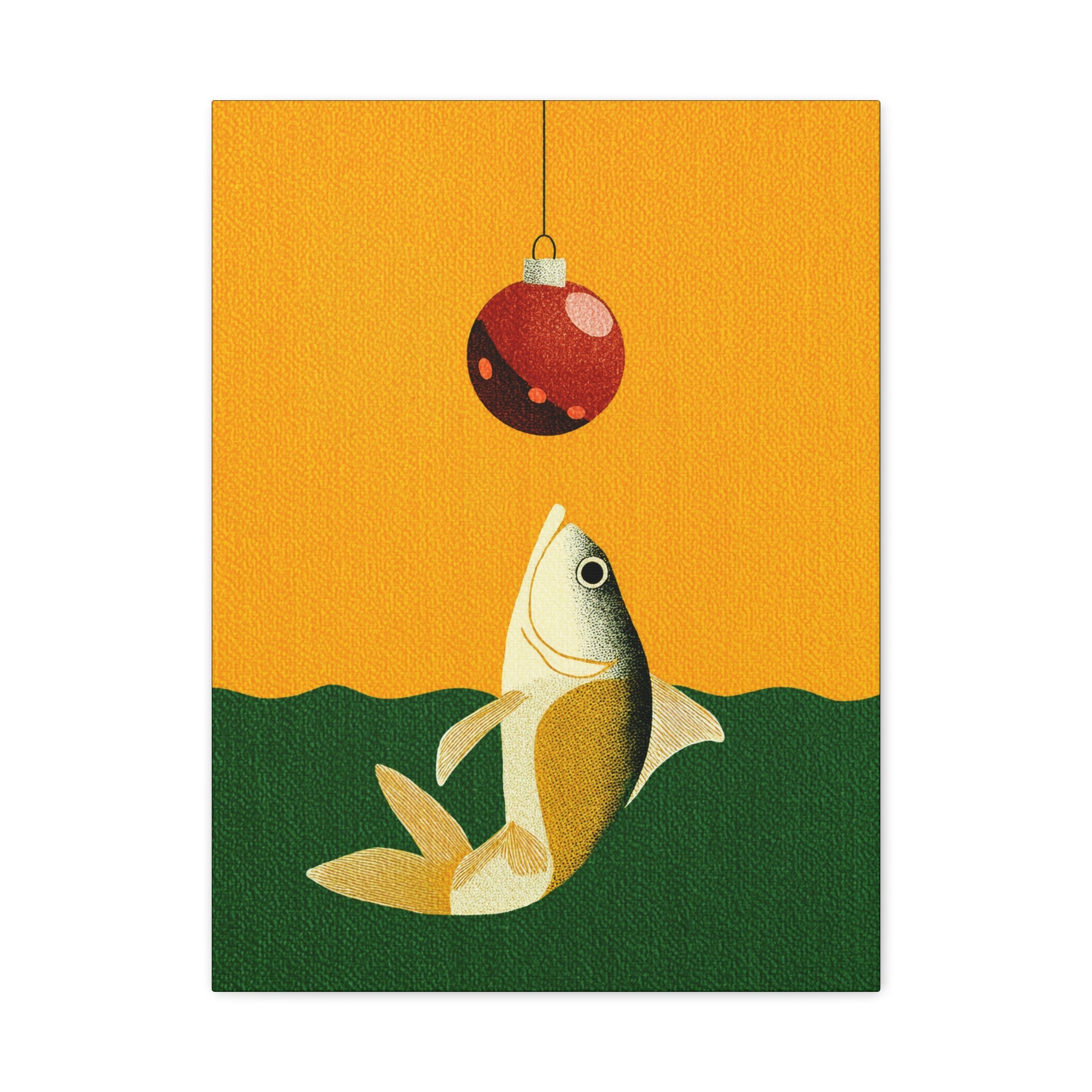 Midwest Mod Holiday Christmas Ornament Lure Fishing No. 1 Print- Matte Canvas, Stretched, 1.25", holiday decor, Christmas, fishing, lures
