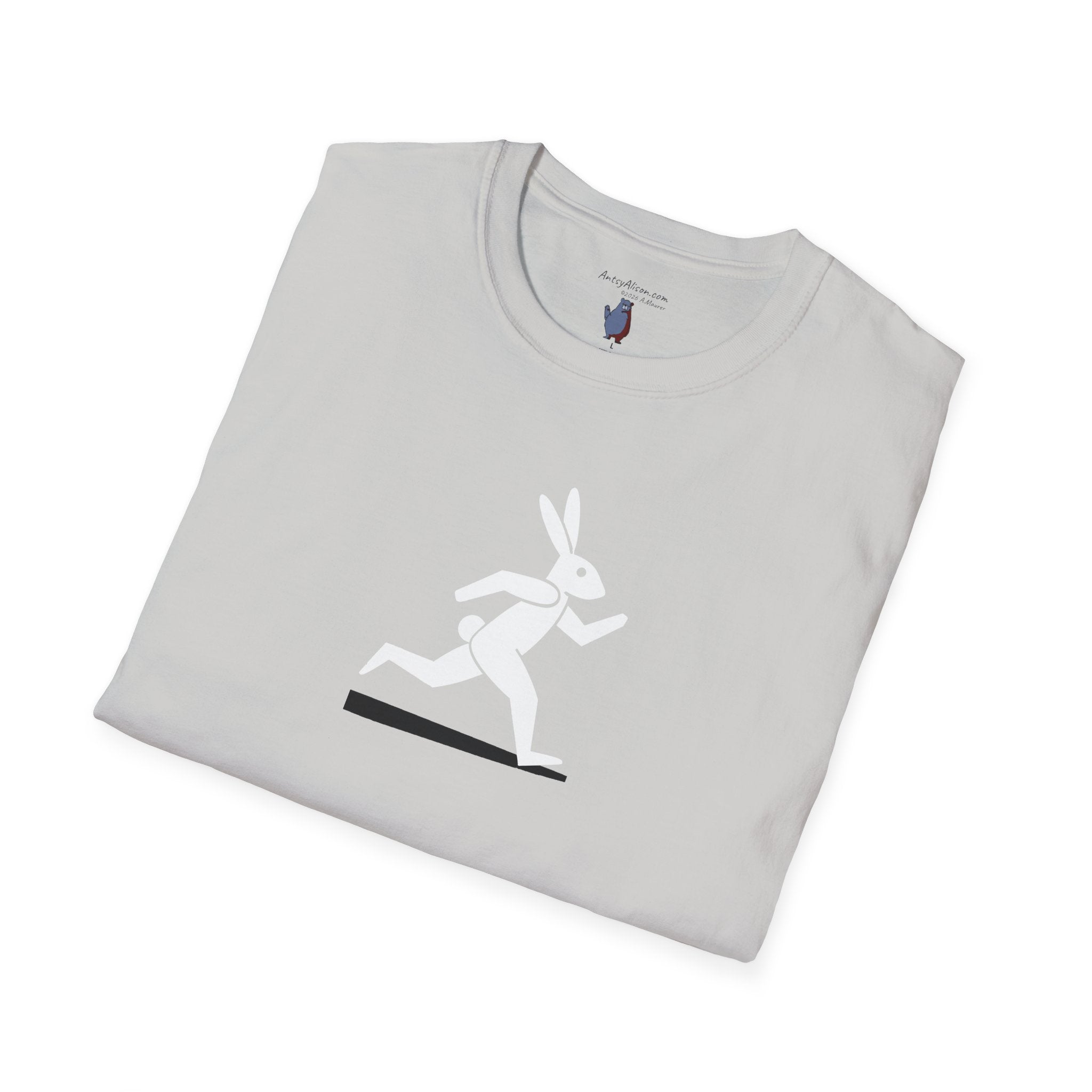 Midwest Modern Run Rabbit Run #4 in Black & White - 100% Cotton Graphic Tee - animal lovers, rabbit, bunny, easter, spring