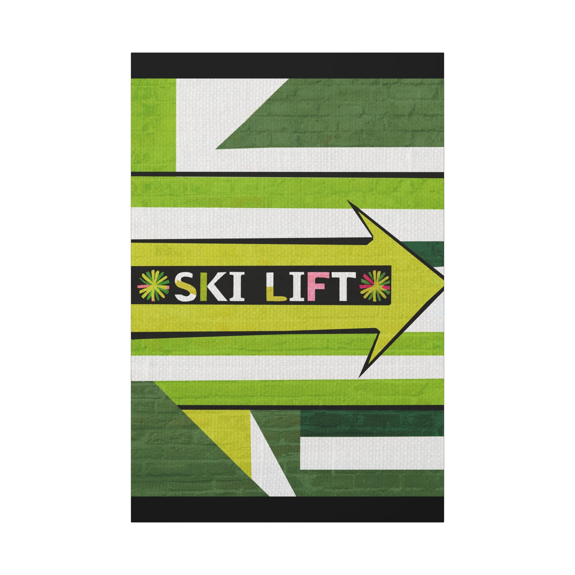 Midwest Mod Seasonal Winter Art Print Ski Lift Sign in Green - Matte Canvas, Stretched, 1.25"