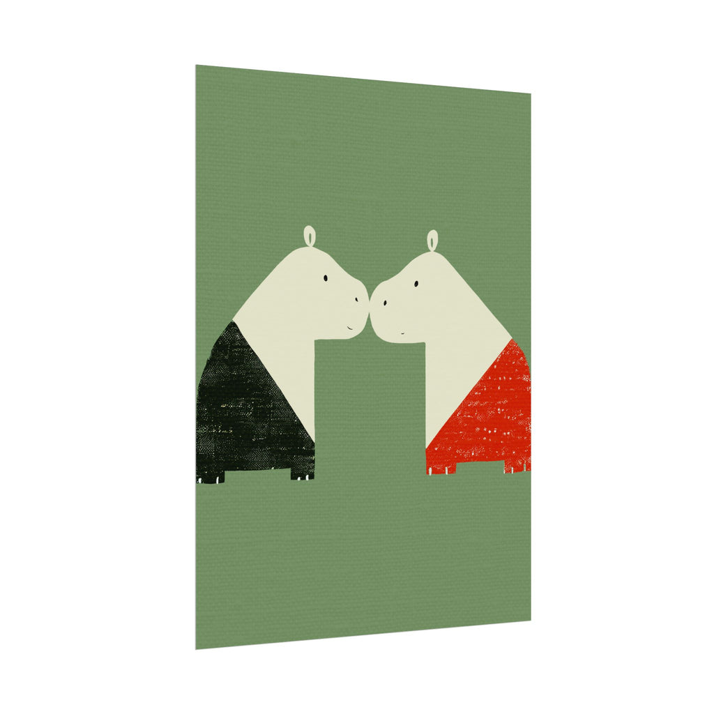 Animal Love Print Hippos Only Rolled Poster - Animals, Hippo, Valentines Day, Nature, Love