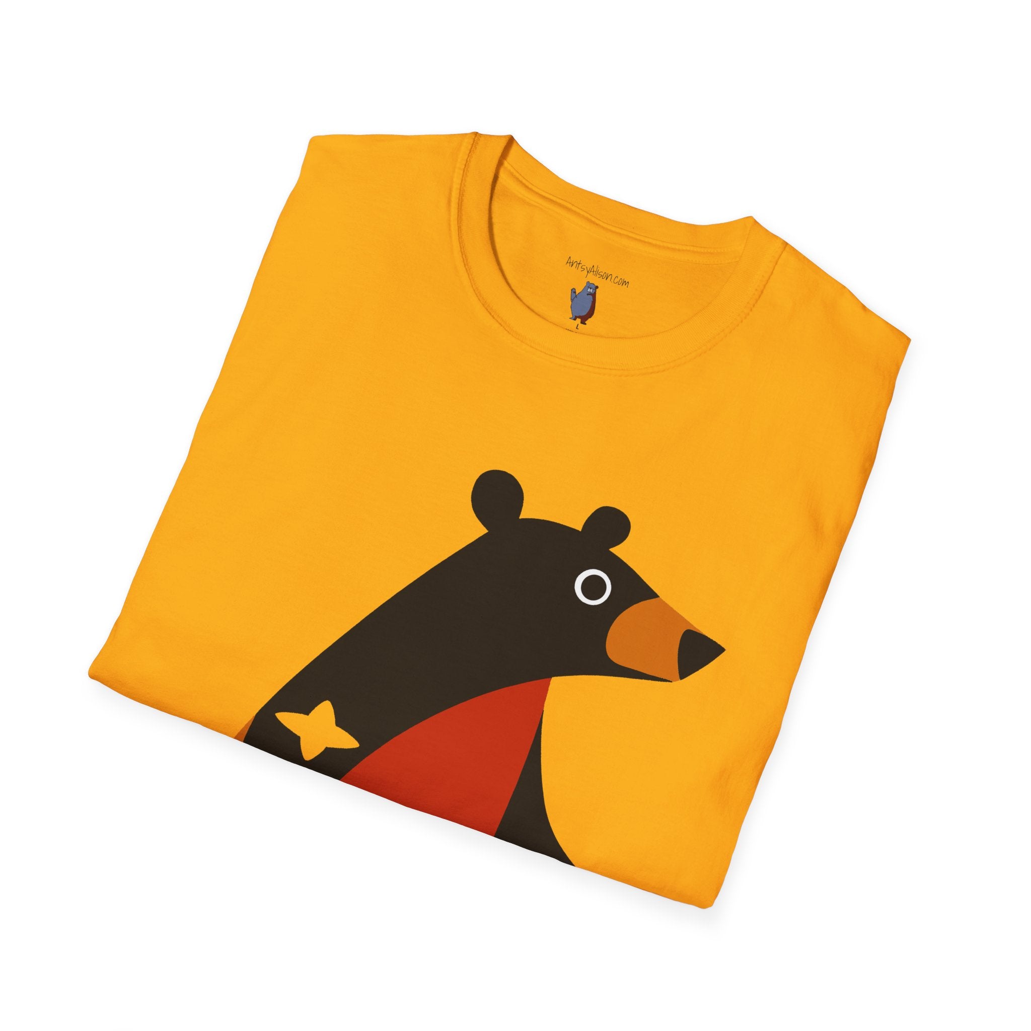 Mod Diamond Black Bear Graphic Art Tee - 100% Cotton T-Shirt